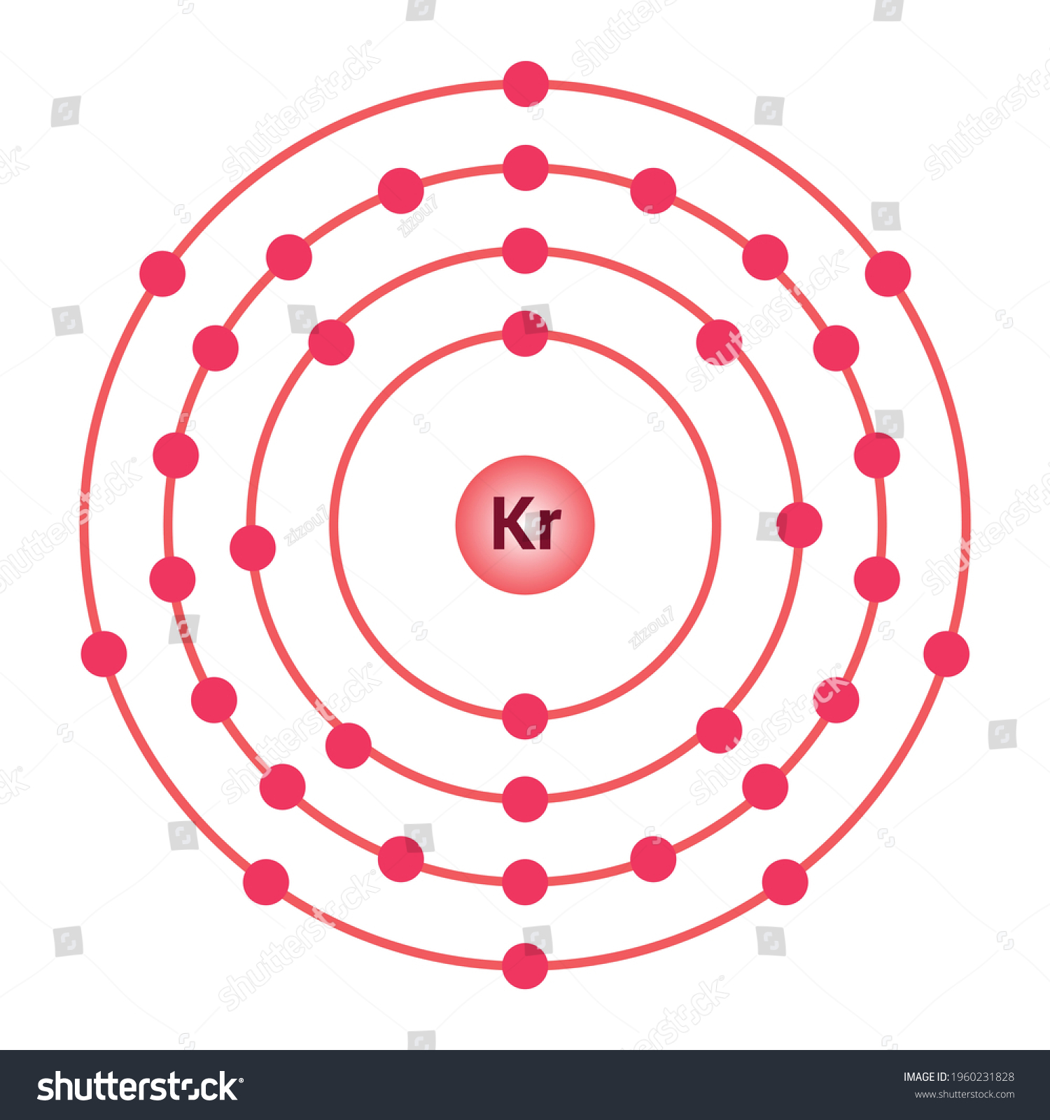 Bohr Model Krypton Atom Electron Structure Stock Vector (Royalty Free ...