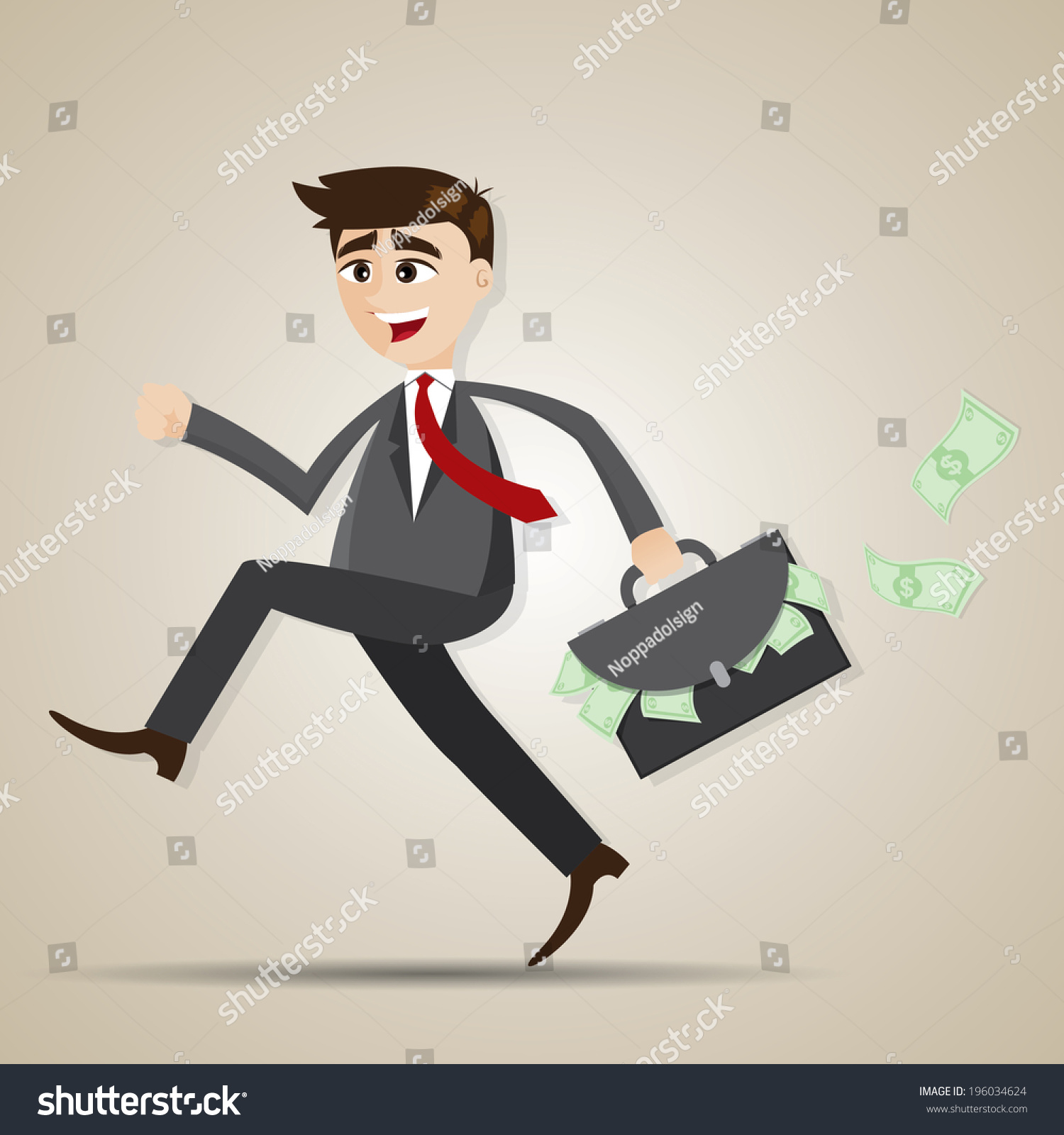 Illustration Cartoon Businessman Running Bag Full Stock Vector (royalty 