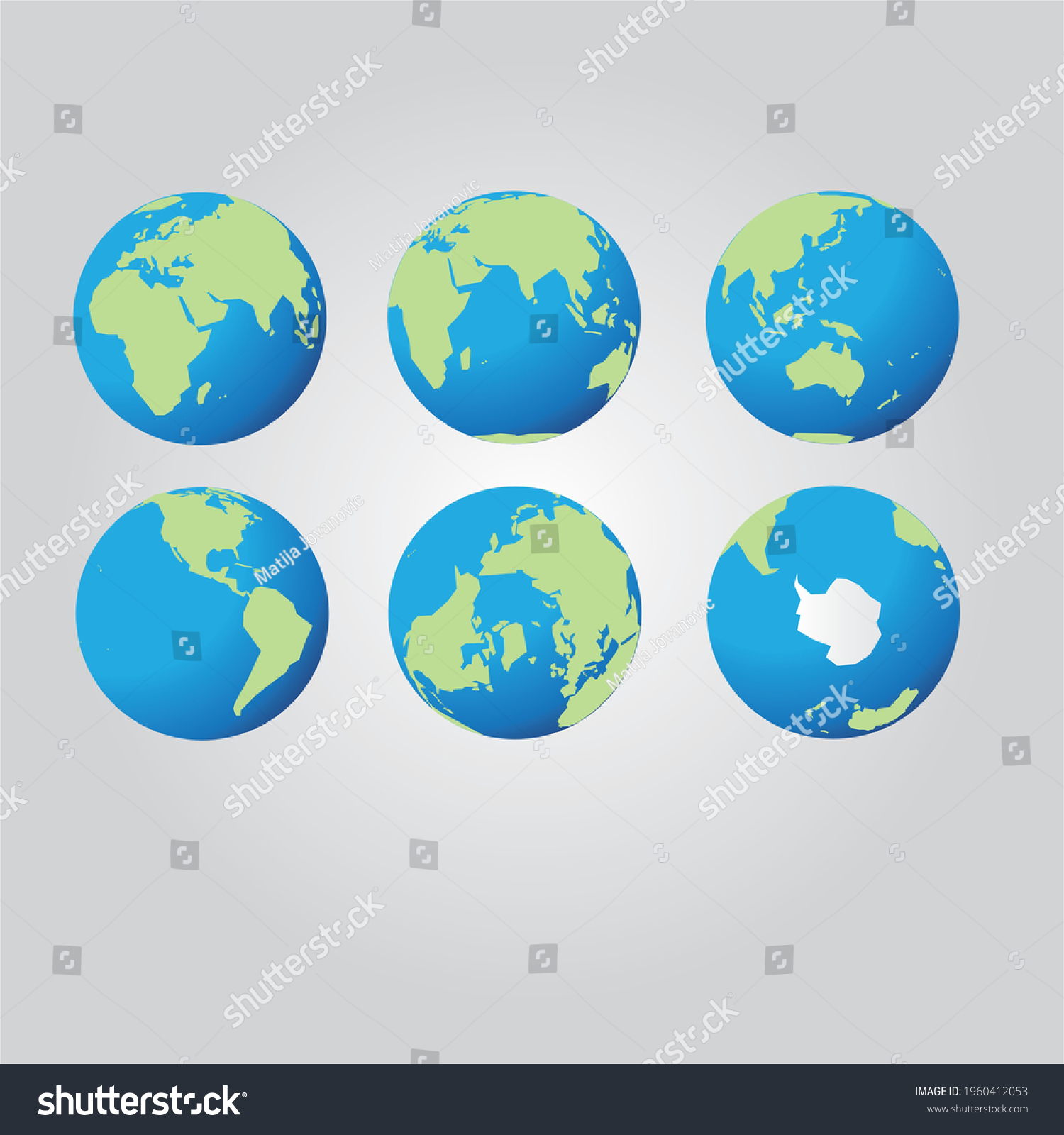 Earth Globe Icons Earth Hemispheres Continents Stock Vector (Royalty ...