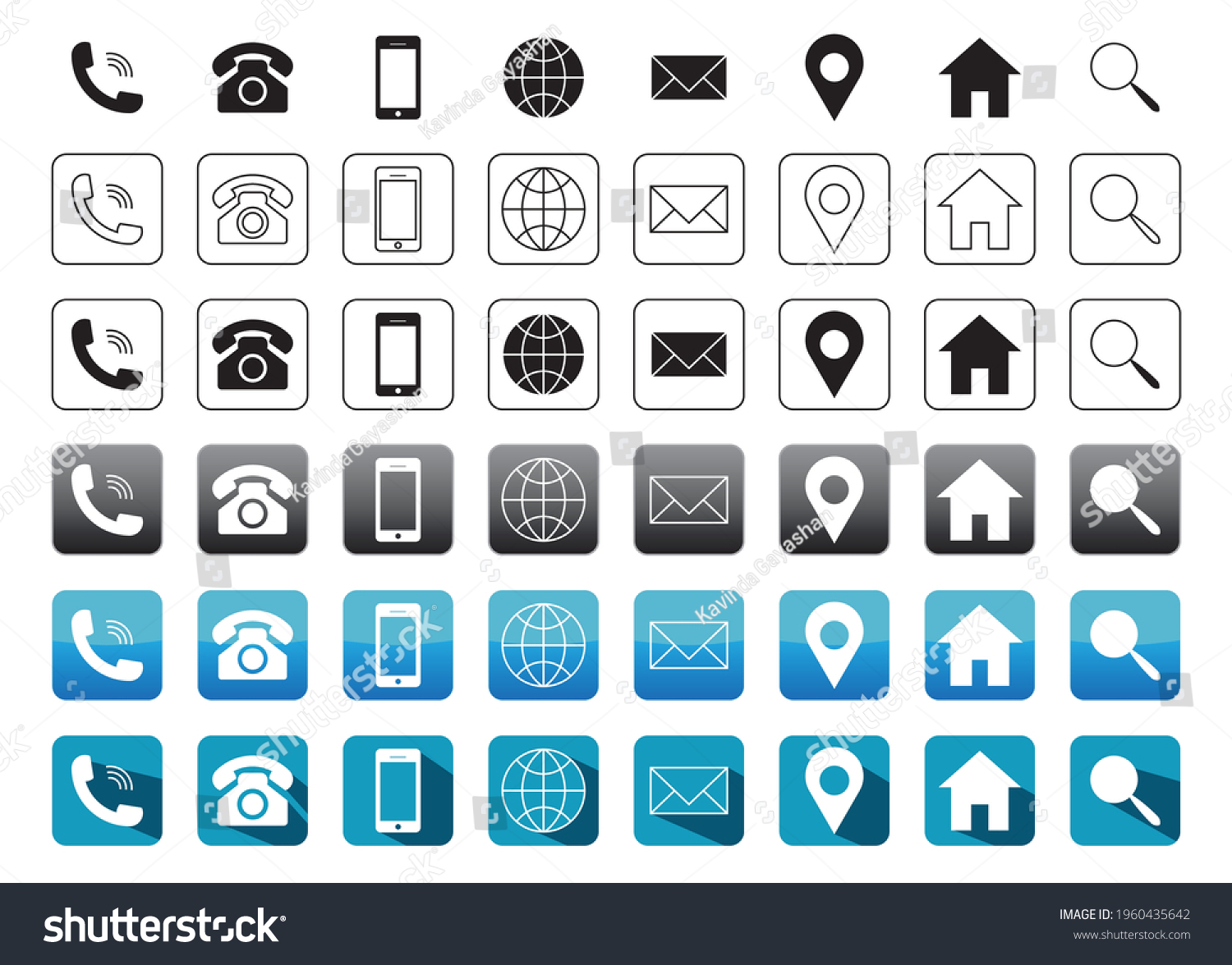 6 Style Contact Icon Pack All Stock Vector (Royalty Free) 1960435642 ...