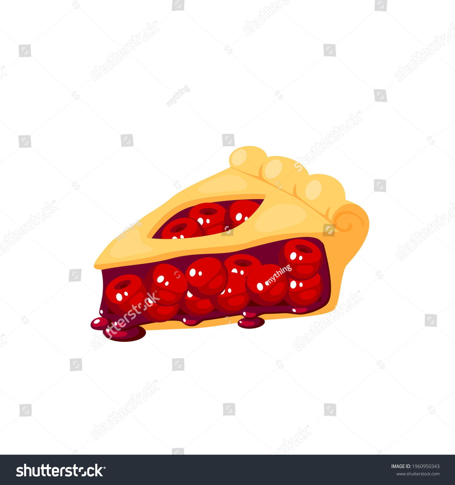 Cherry Pie Slice Vector Illustration Cartoon Stock Vector (Royalty Free