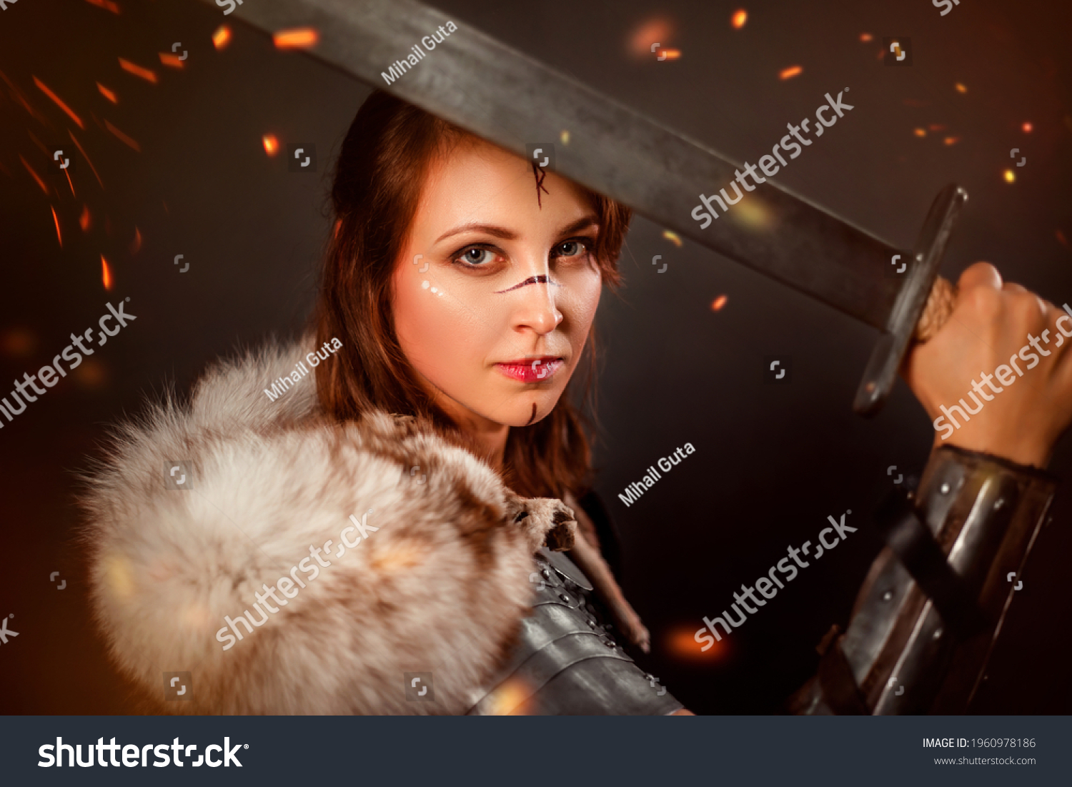 Medieval Woman Warrior Chain Mail Armor Stock Photo 1960978186 ...