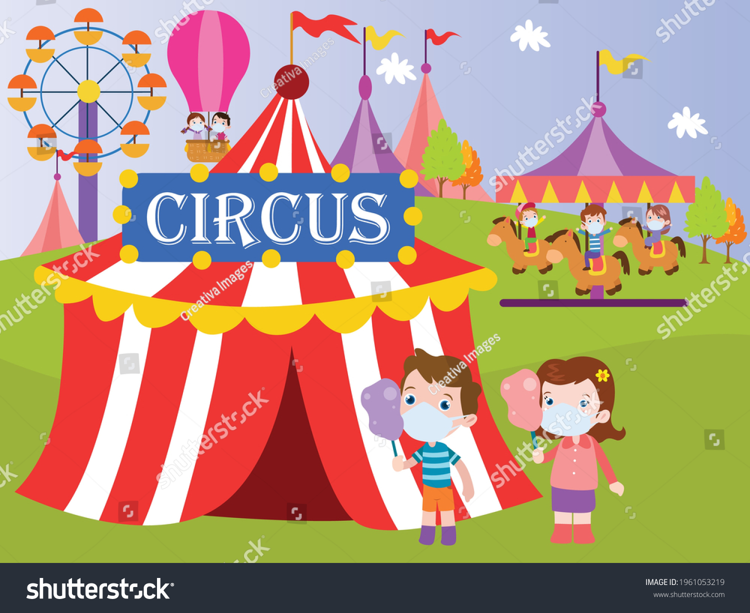 Kids Front Circus Tent Cartoon 2d Stock Vector (royalty Free 