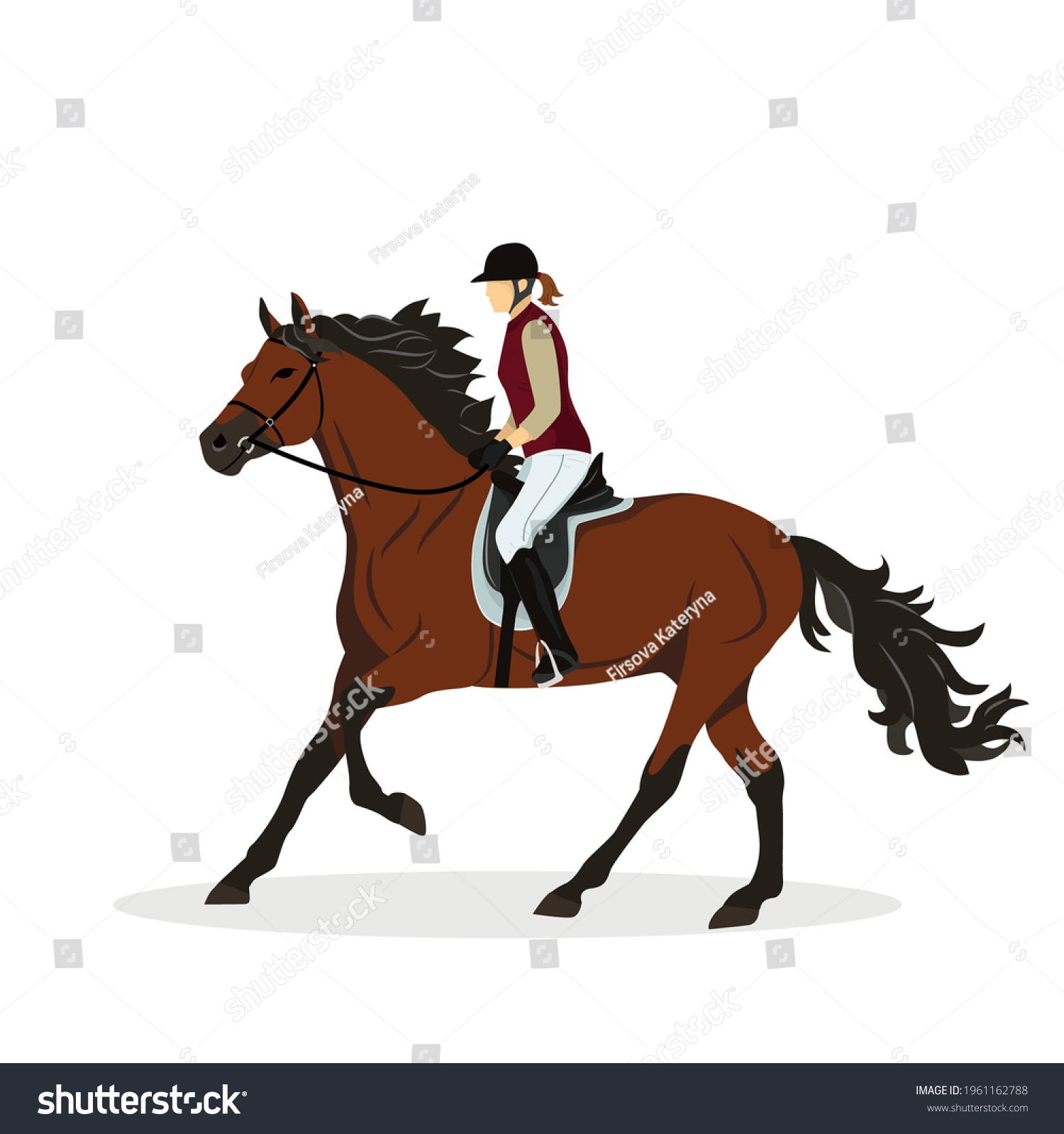 Woman On Horse Horse Rider Jockey Stock Vector (Royalty Free ...