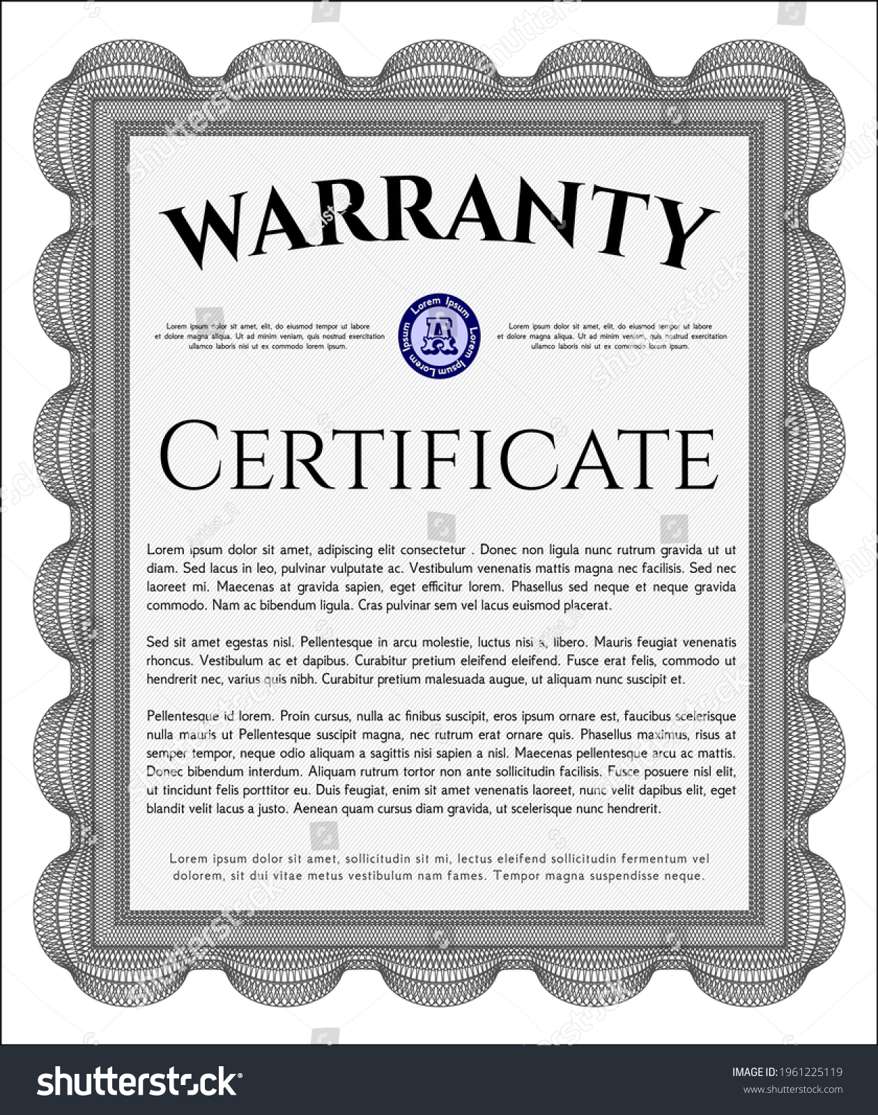 Warranty Template Modern Design Great Quality Stock Vector (Royalty ...