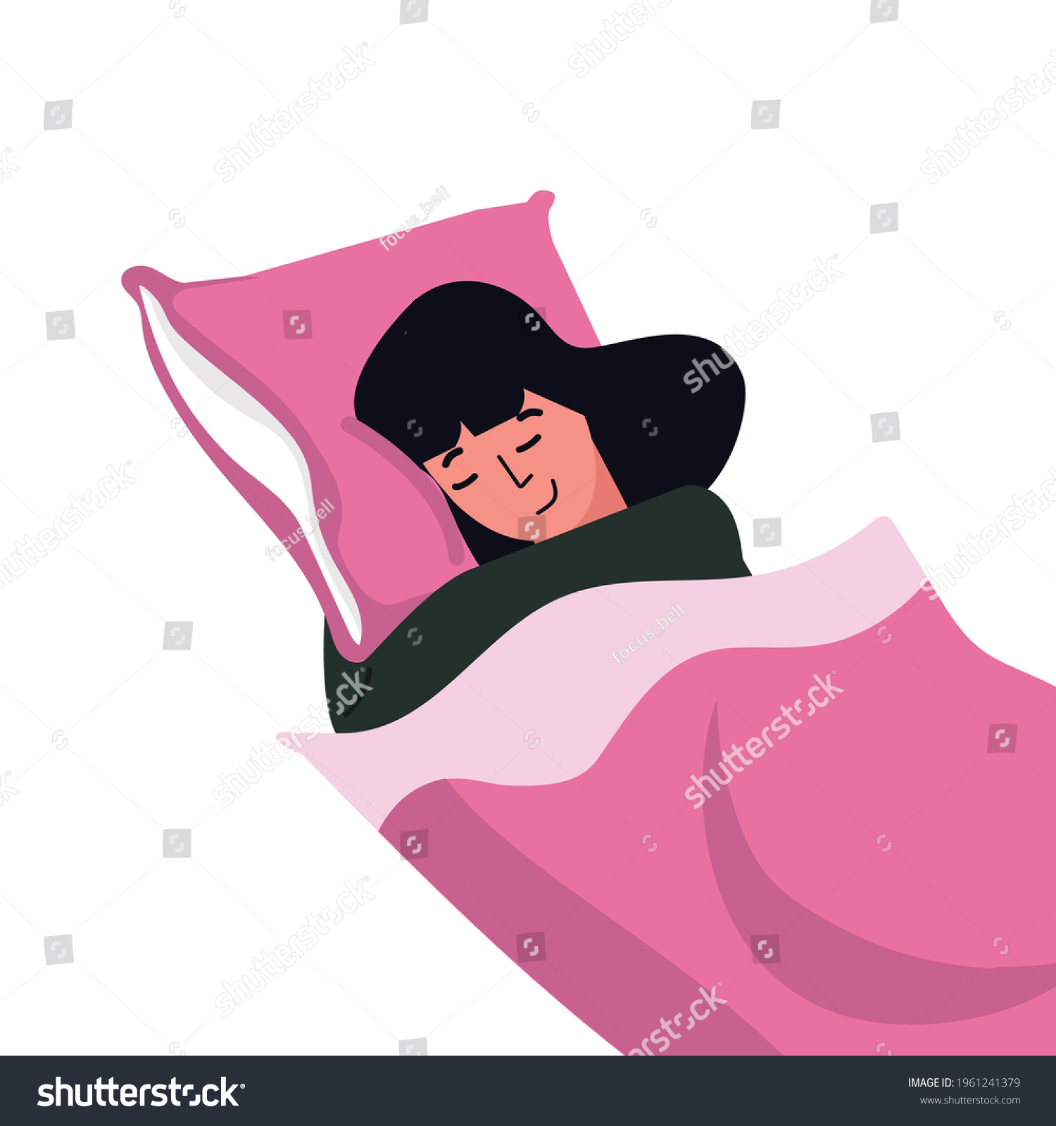 Young Woman Sleeping Pillow Vector Stock Vector Royalty Free