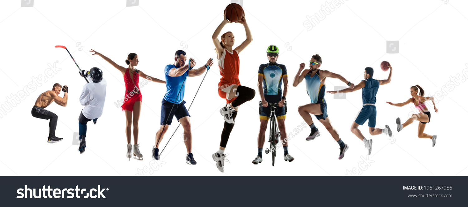 Collage Different 8 Professional Sportsmen Fit Stock Photo 1961267986 