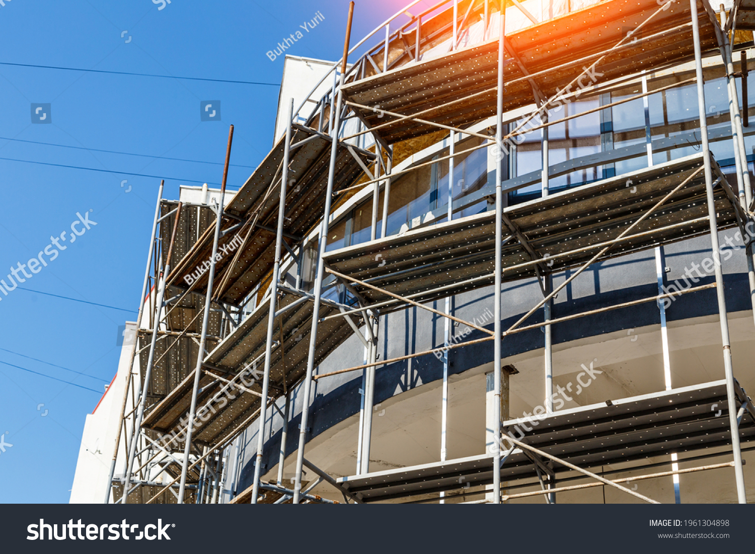 Extensive Scaffolding Providing Platforms Work Progress Stock Photo 