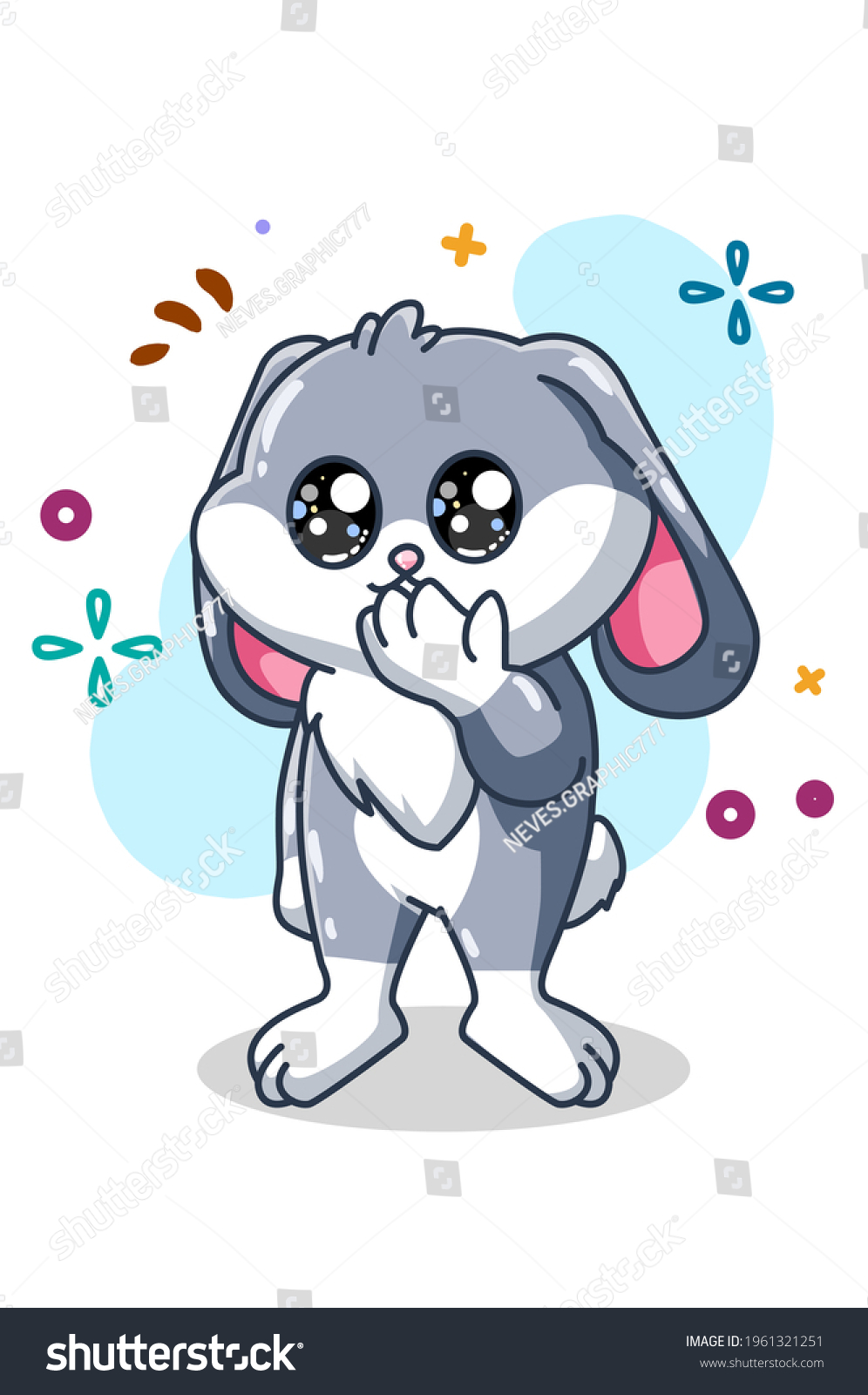 Rabbit Covering Mouth Hand Drawing Stock Vector (Royalty Free