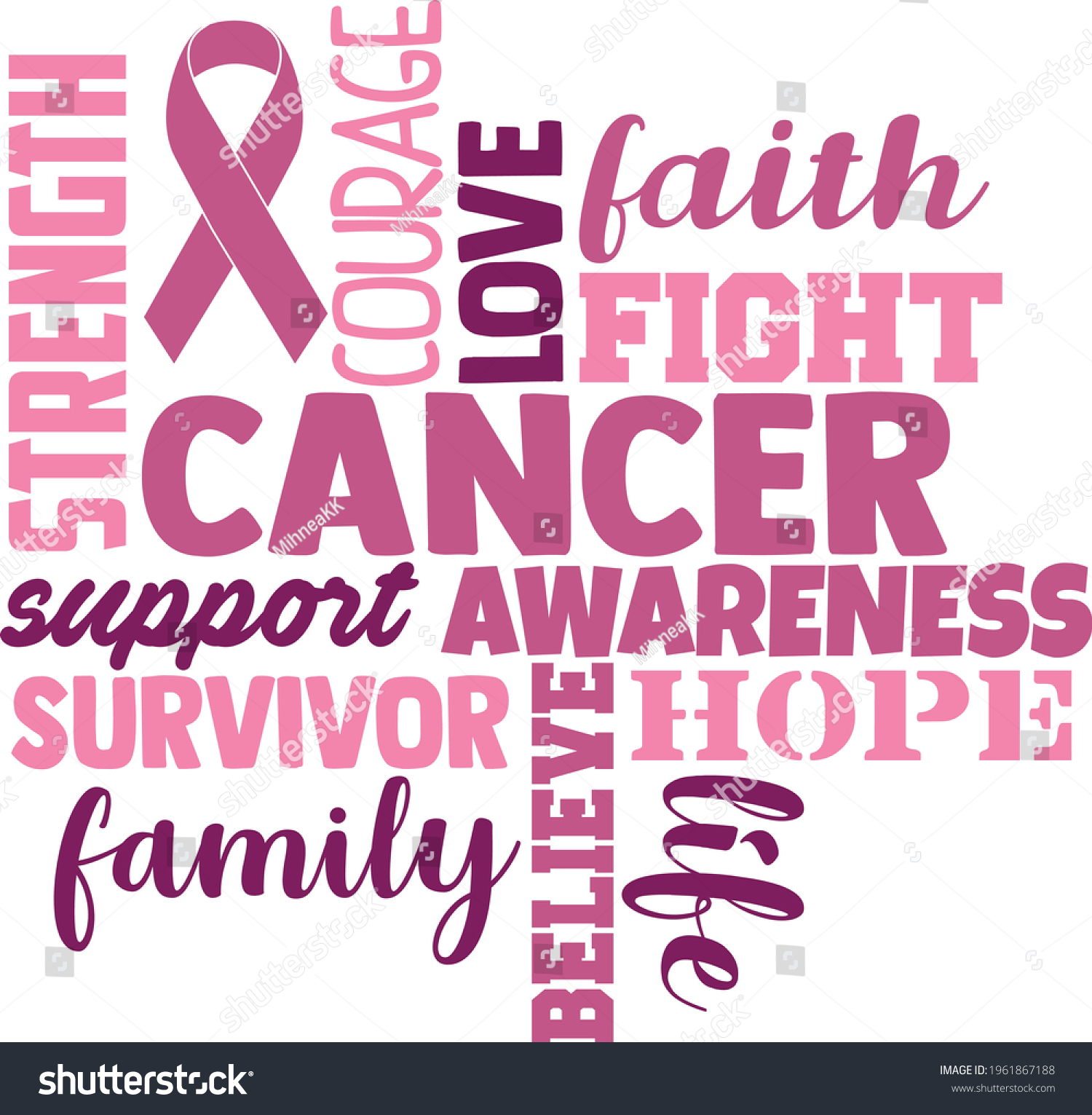 Cancer Word Art Cancer Awareness Design Stock Vector (Royalty Free ...