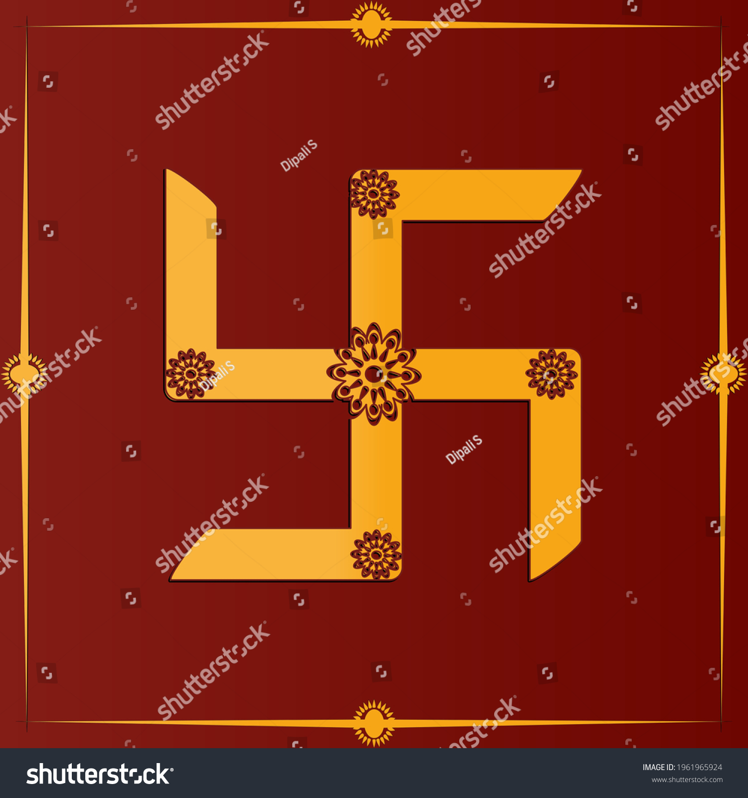 Auspicious Golden Swastik Symbol Hinduism On Stock Vector (Royalty Free ...