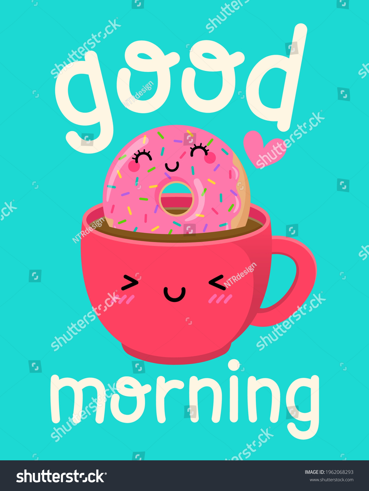 Cute Coffee Cup Donut Cartoon Illustration Stock Vector (Royalty Free ...