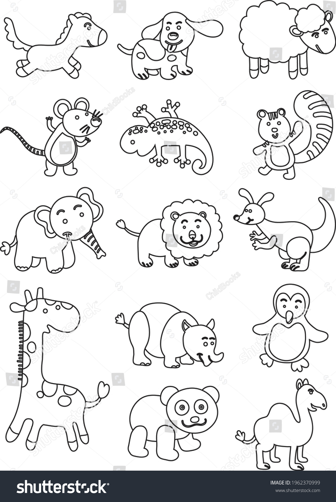 Drawing Animals Cartoon Vector Illustration Isolated Stock Vector ...