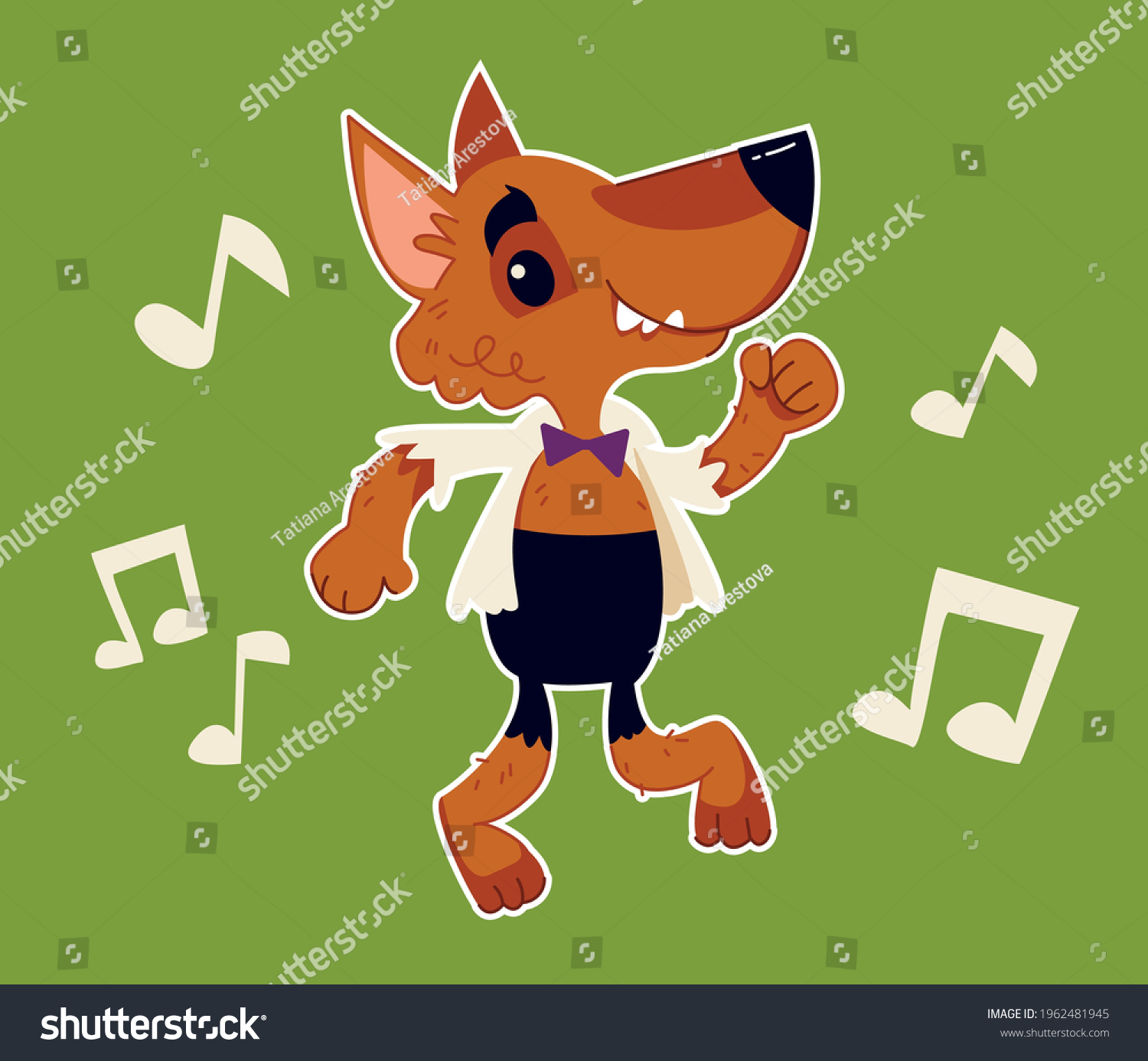 Wolf Werewolf Monster Dancing Cartoon Character Stock Vector (Royalty ...