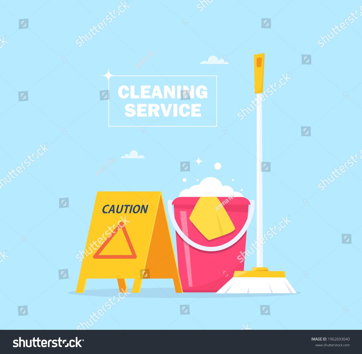 Cleaning Service Concept Web Banner Infographic Stock Vector (royalty 