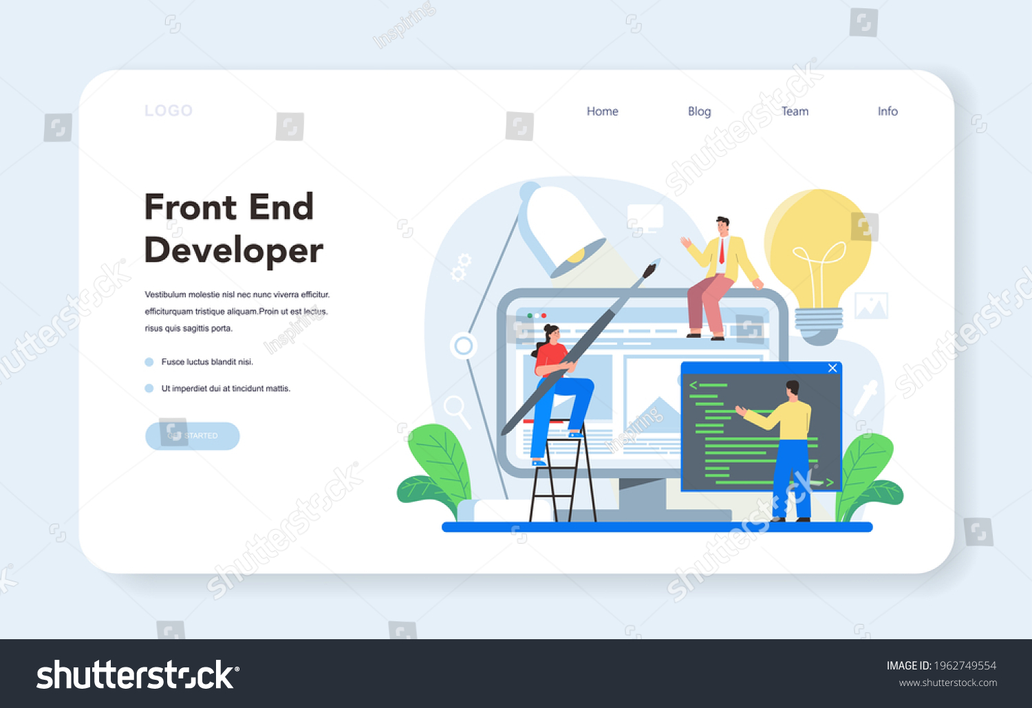 Frontend Development Web Banner Landing Page Stock Vector (Royalty Free ...