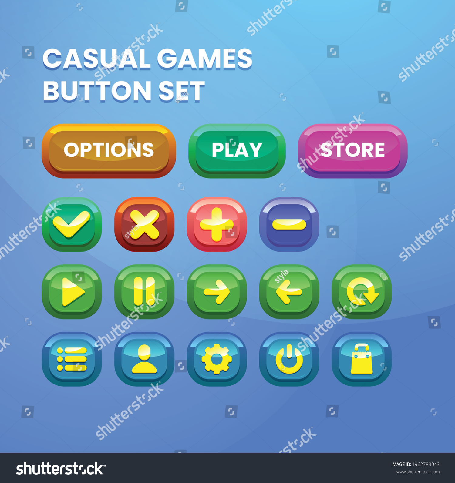 Casual Games Button Set Ui Stock Vector (Royalty Free) 1962783043 ...