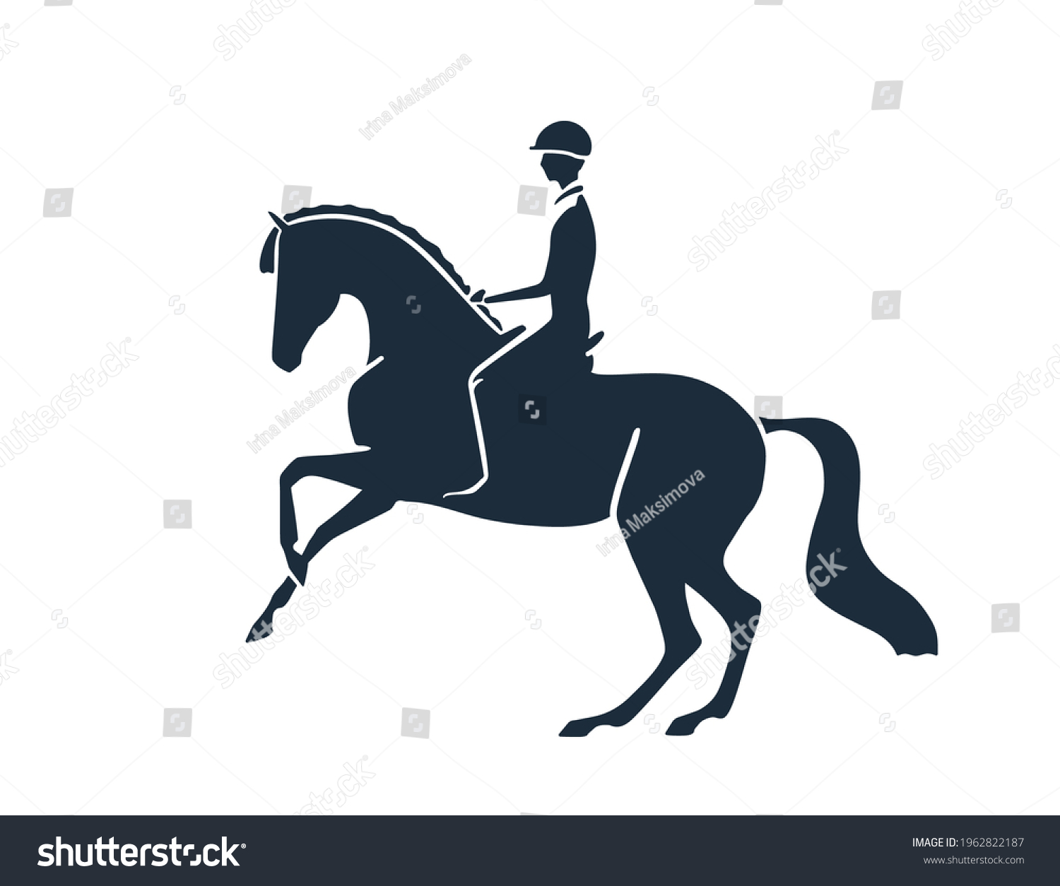 Rider Riding Horse Outline Icon Equestrian Stock Vector (royalty Free 