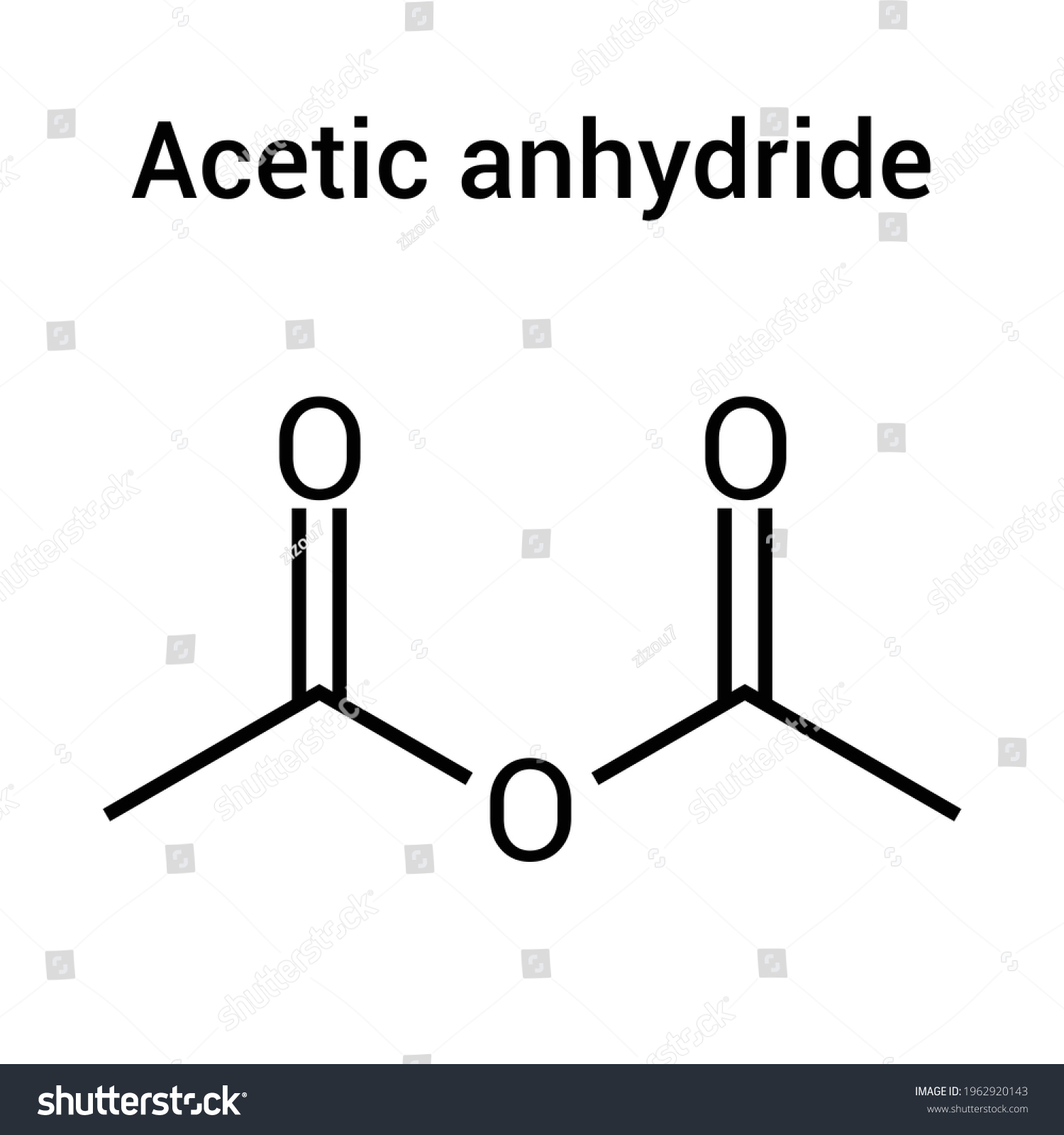 Chemical Structure Acetic Anhydride C4h6o3 Stock Vector Royalty Free 1962920143 Shutterstock 1180