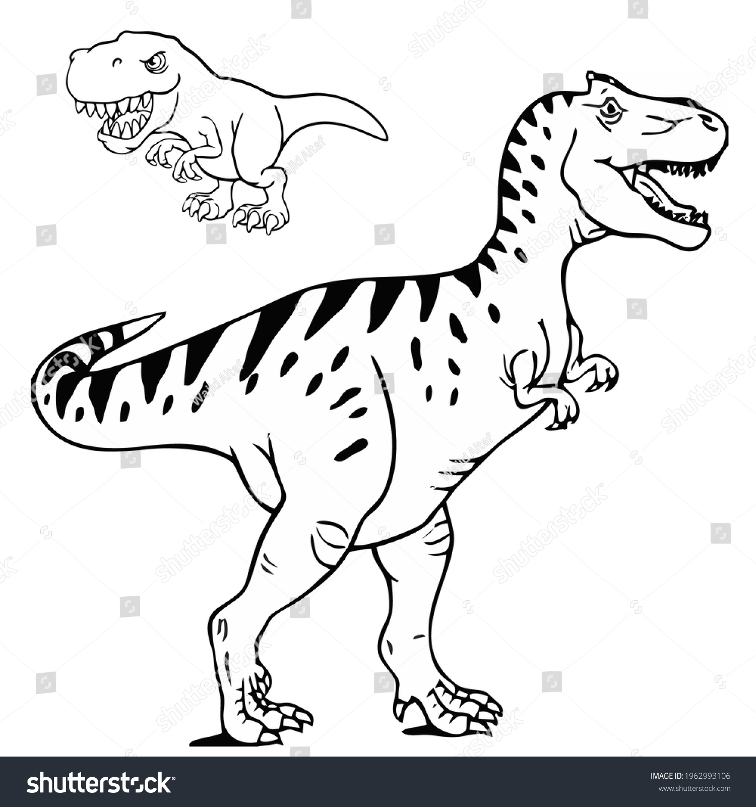 Coloring Page Dinosaur Black White Stock Vector (Royalty Free ...