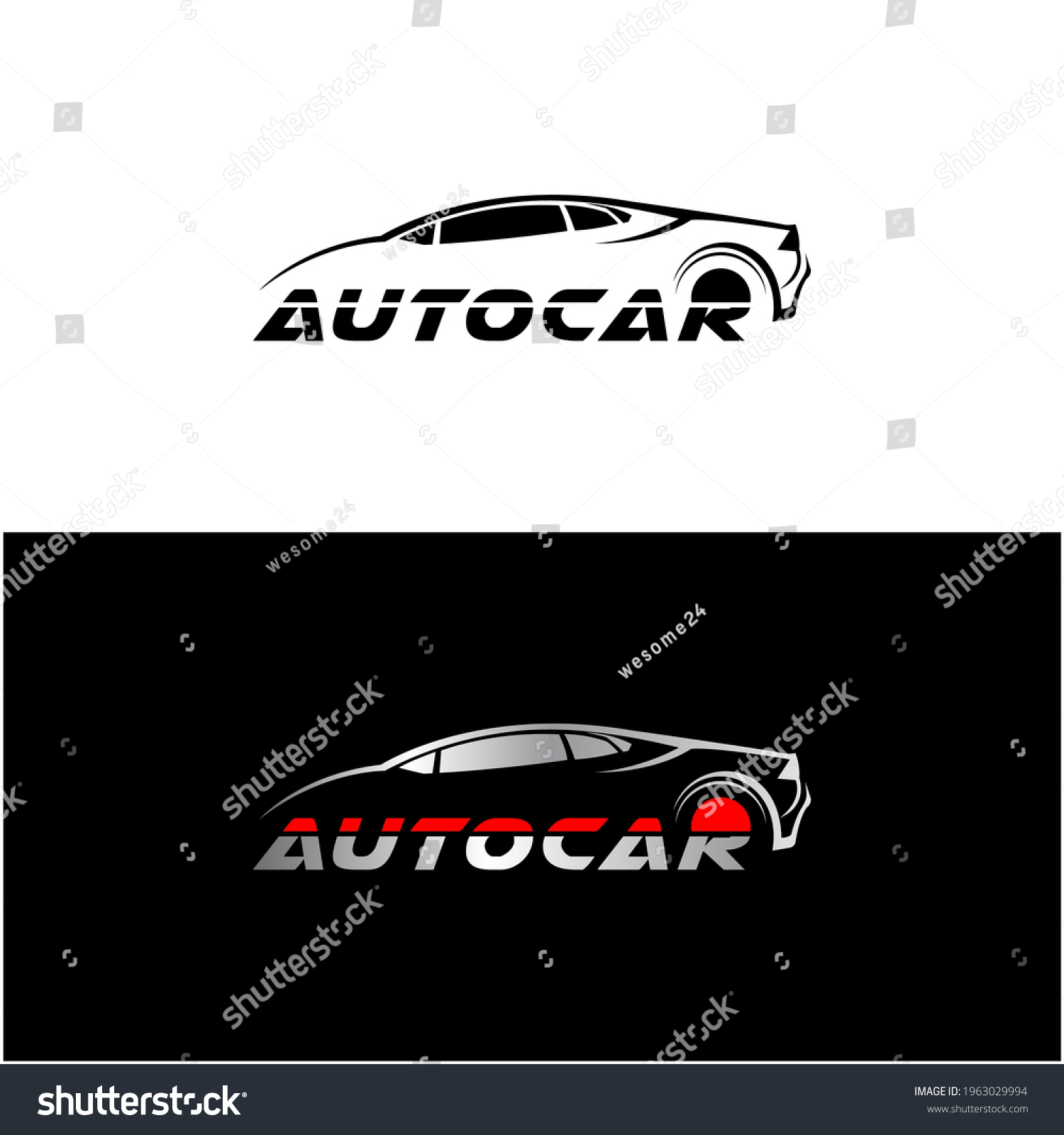 Auto Car Logo White Black Background Stock Vector (royalty Free 