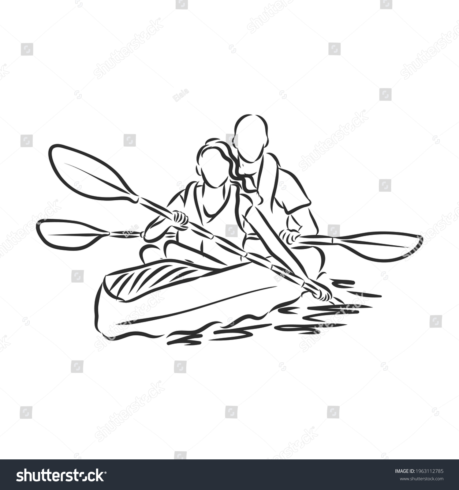 Kayak Vector Sketch On White Background Stock Vector (Royalty Free ...