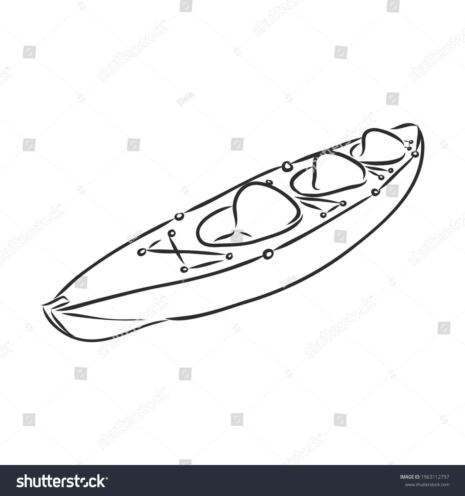 Kayak Vector Sketch On White Background Stock Vector (Royalty Free ...