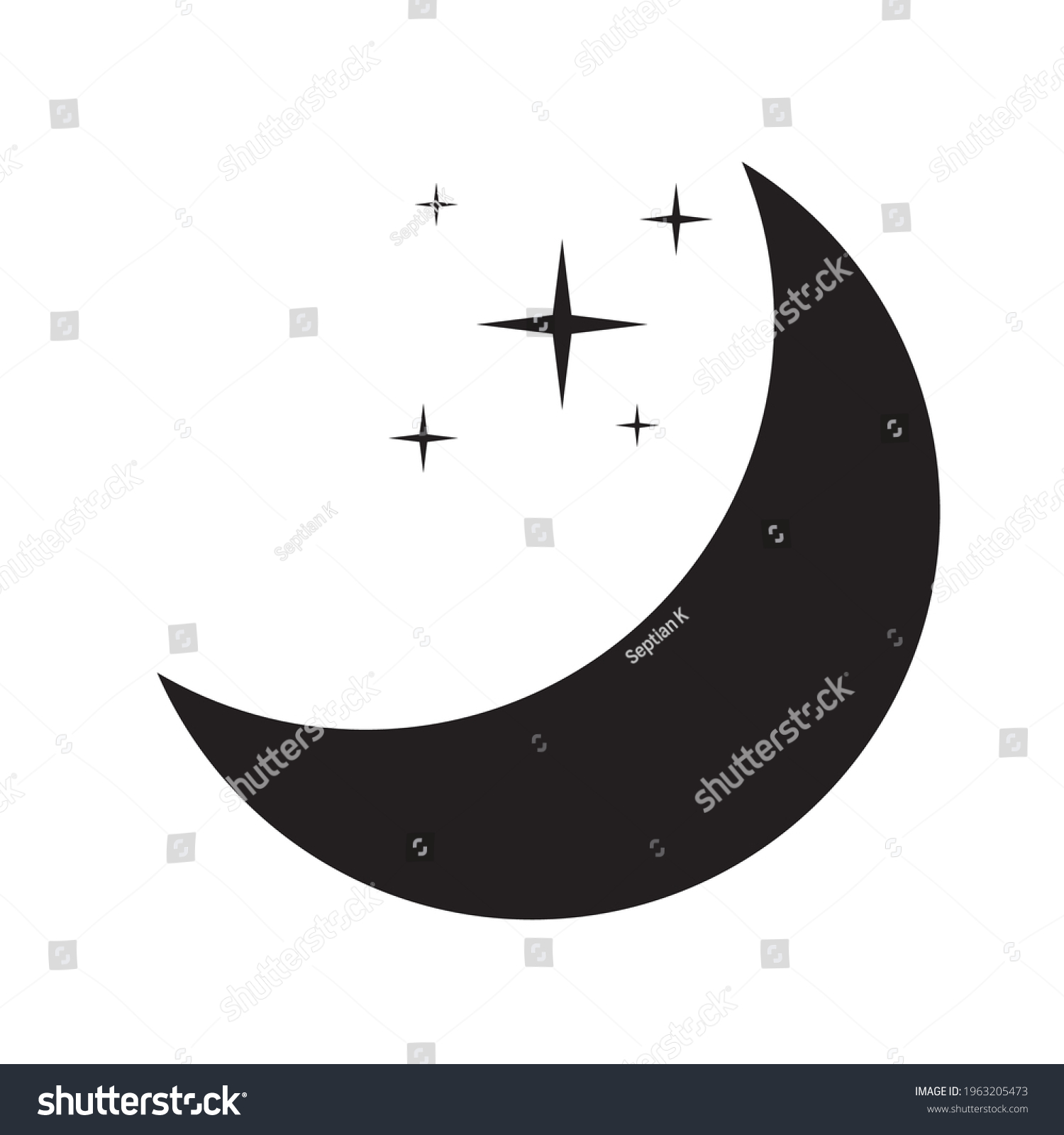 Illustration Crescent Moon Star Outer Space Stock Vector (Royalty Free ...