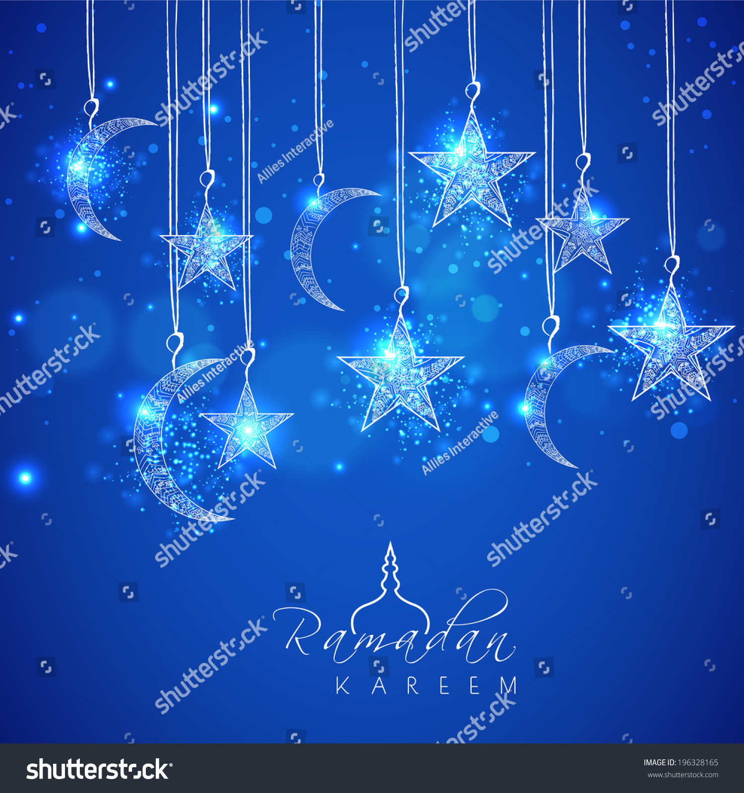 Hanging Shiny Moons Stars On Blue Stock Vector (Royalty Free) 196328165 ...