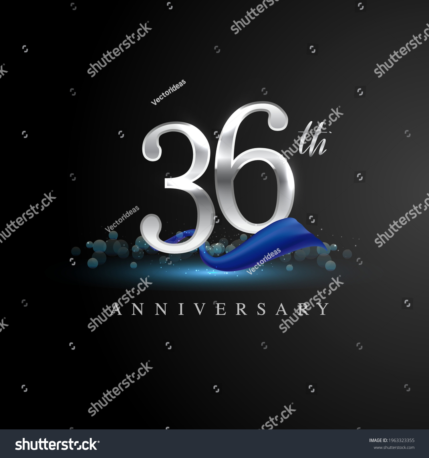 36th Silver Anniversary Logo Blue Ribbon Stock Vector Royalty Free 1963323355 Shutterstock