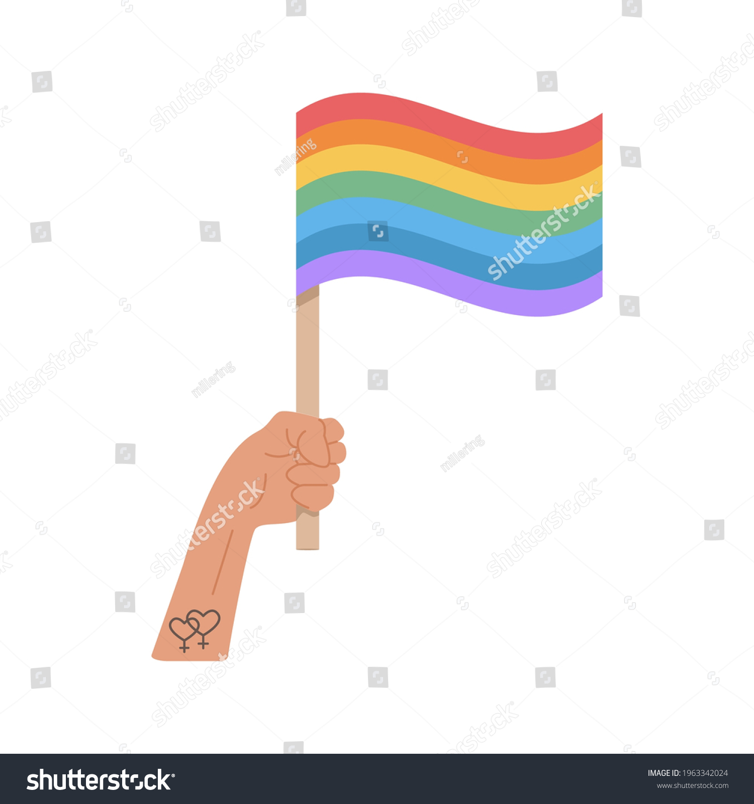 Hand Tattoo Holds Lgtb Rainbow Flag Stock Vector (Royalty Free ...