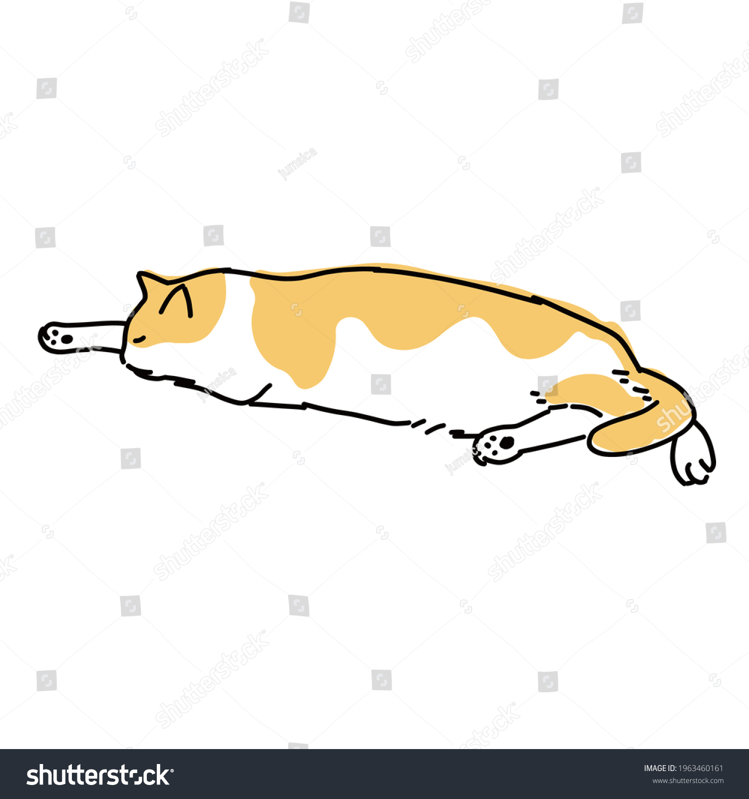 Cute Simple Full Body Illustration Cat Stock Illustration 1963460161 