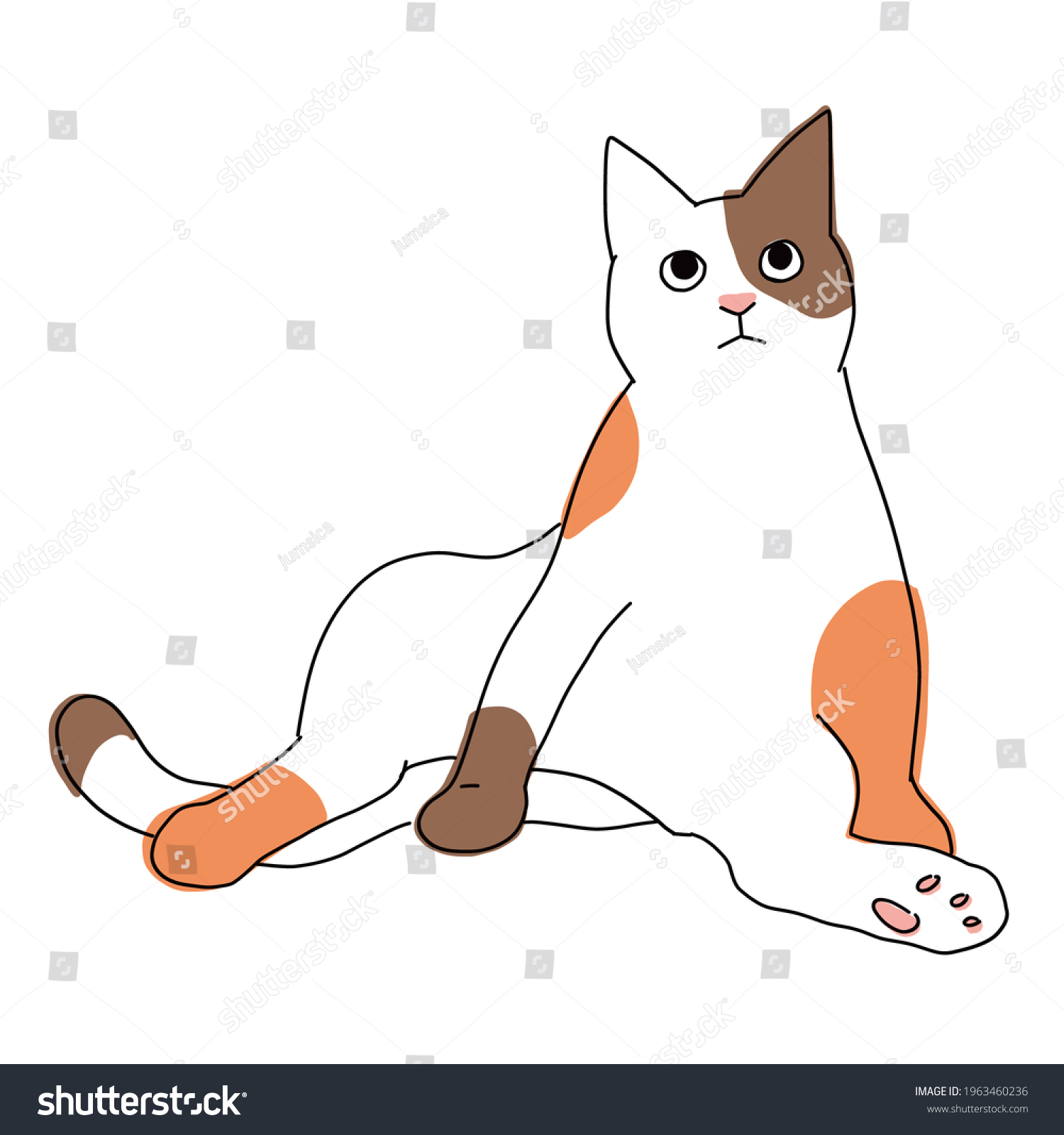 Cute Simple Full Body Illustration Cat Stock Illustration 1963460236 ...