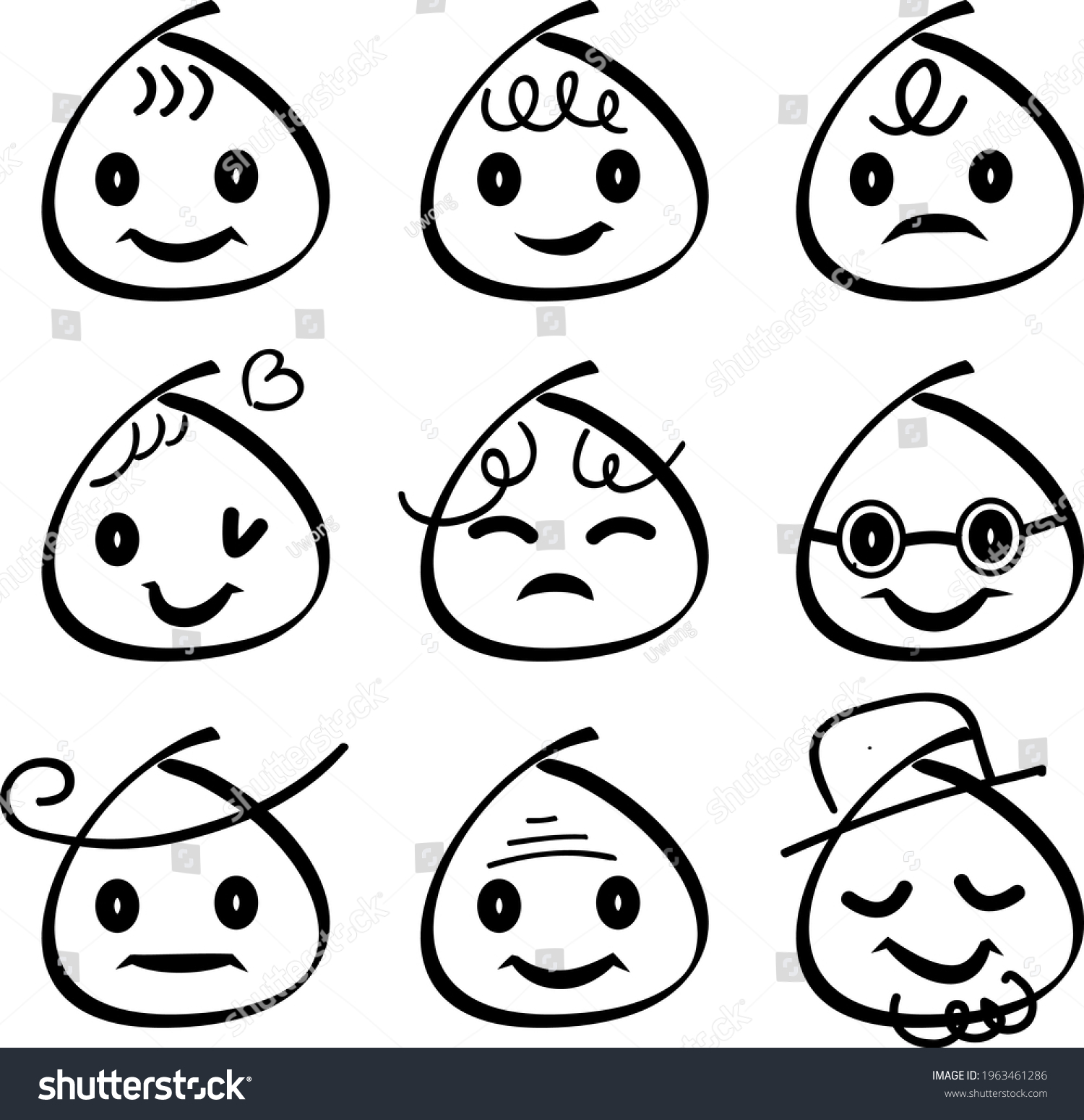 Hand Drawn Doodle Comic Faces Various Stock Vector (Royalty Free ...