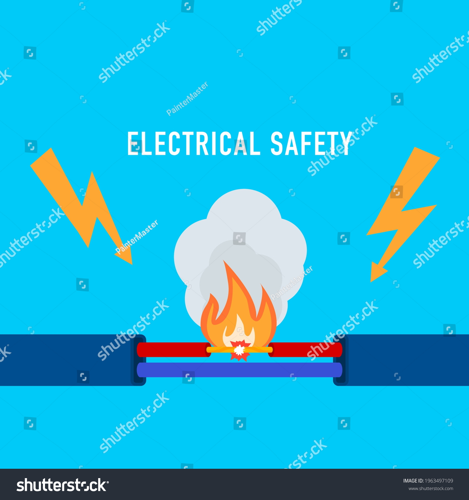 Wire Burning Fire Wiring Faulty Damaged Stock Vector (Royalty Free ...