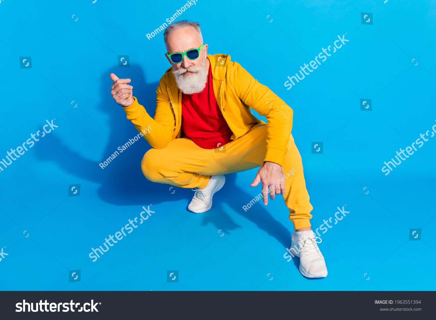 Full Length Portrait Aged Man Squat Stock Photo 1963551394 | Shutterstock