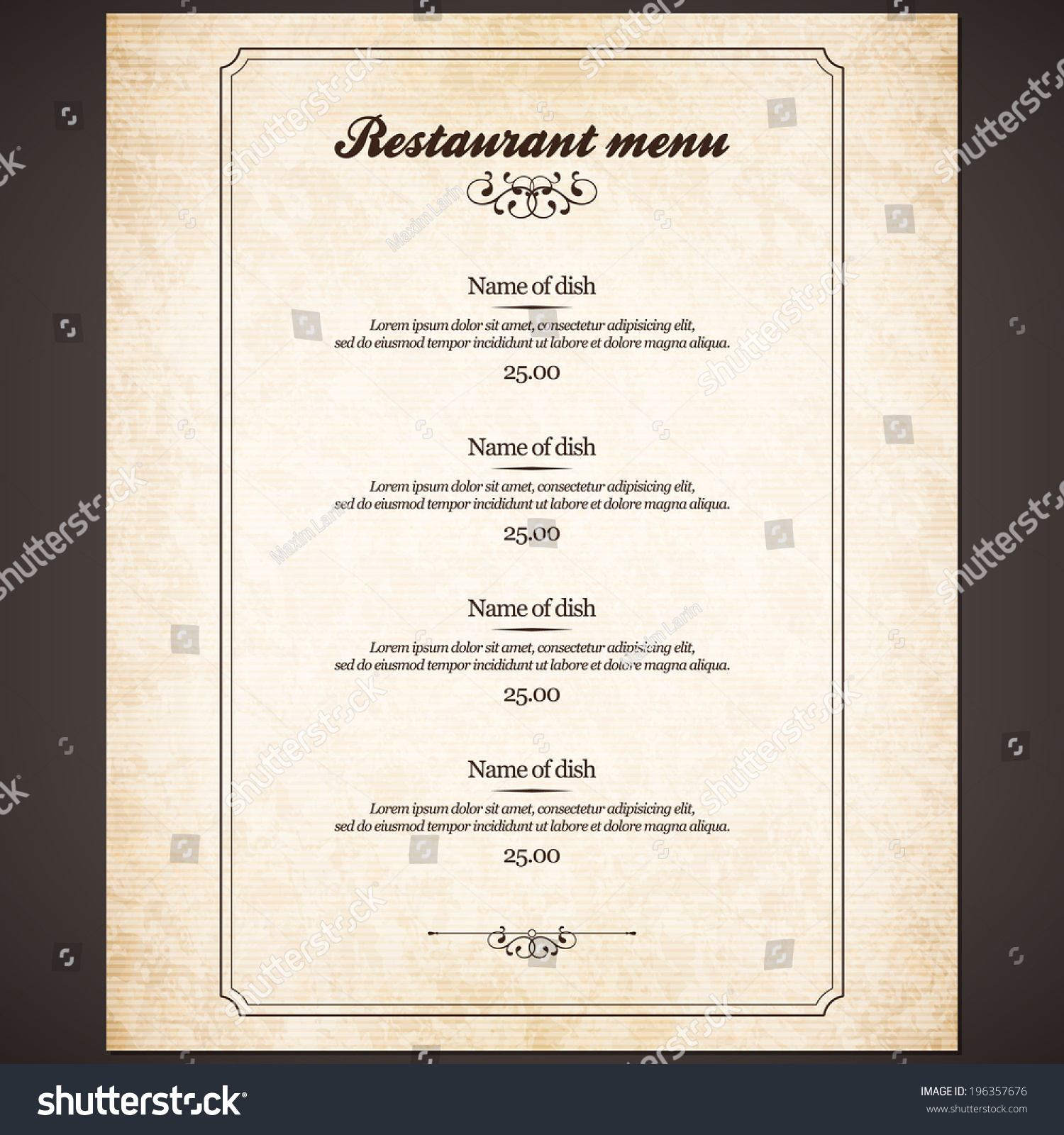 Restaurant Menu Design Stock Vector (Royalty Free) 196357676 | Shutterstock