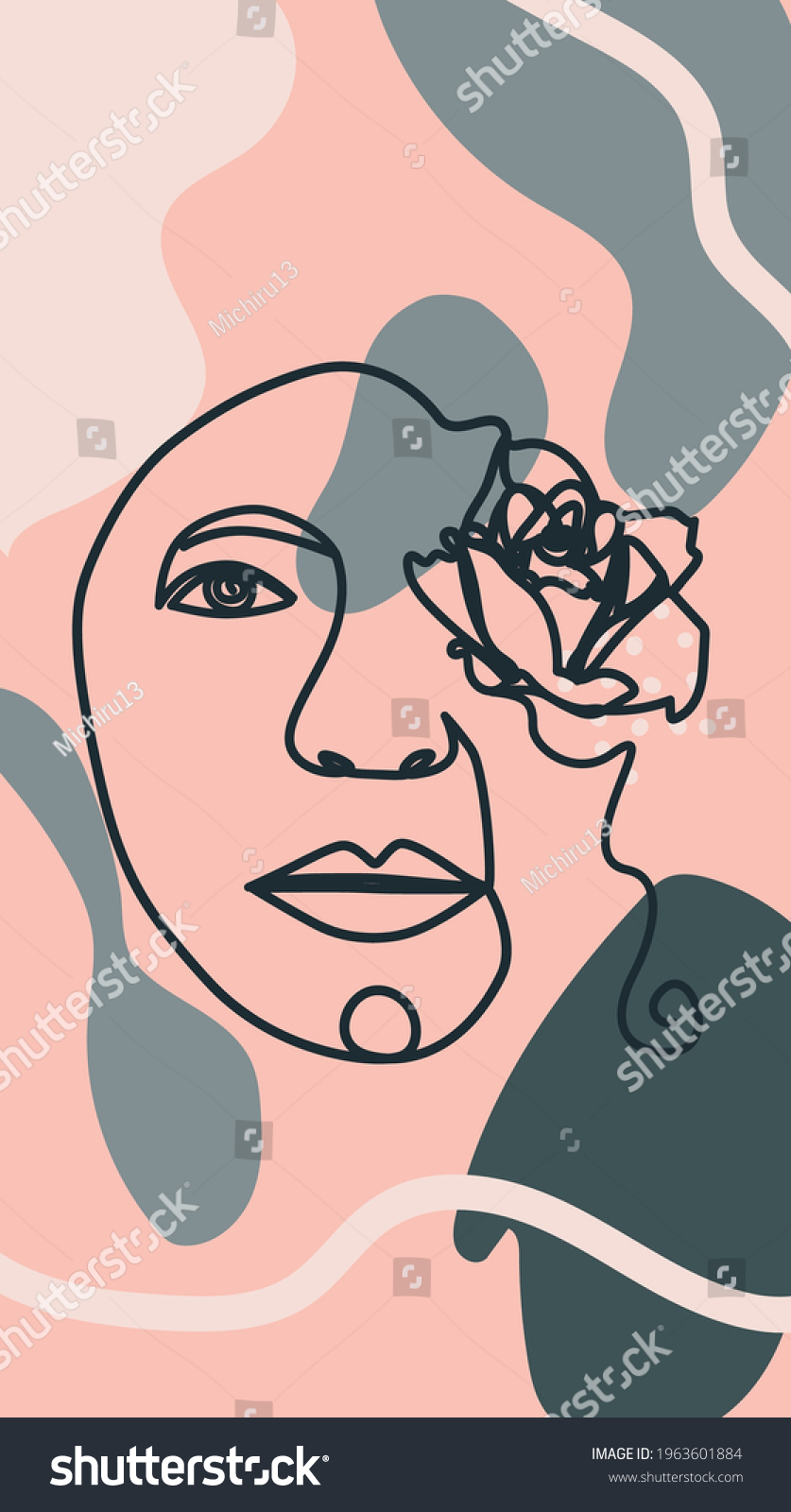 Woman Face Flowers One Line Drawing Stock Vector Royalty Free 1963601884 Shutterstock 8776