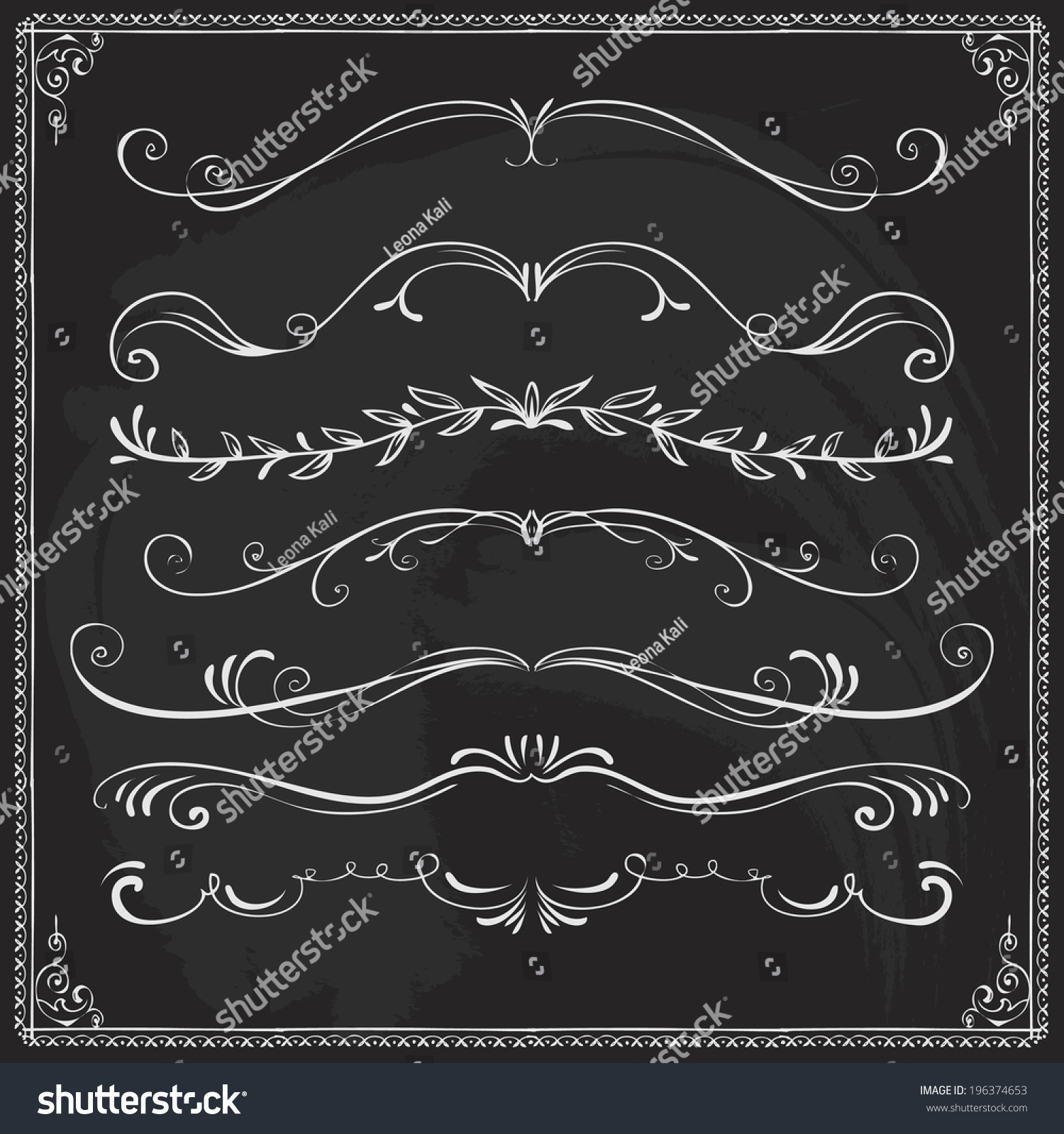 Chalkboard Swirls Series Vintage Vector Dividers Stock Vector (Royalty ...