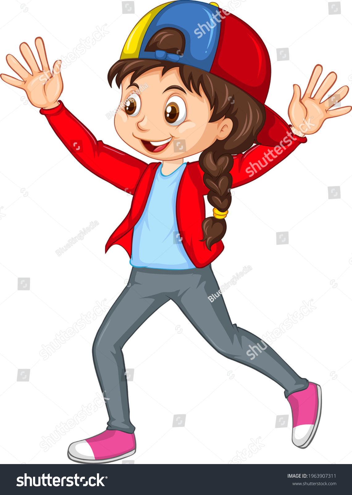 Girl Pushing Hands Dance Cartoon Character Stock Vector (Royalty Free ...