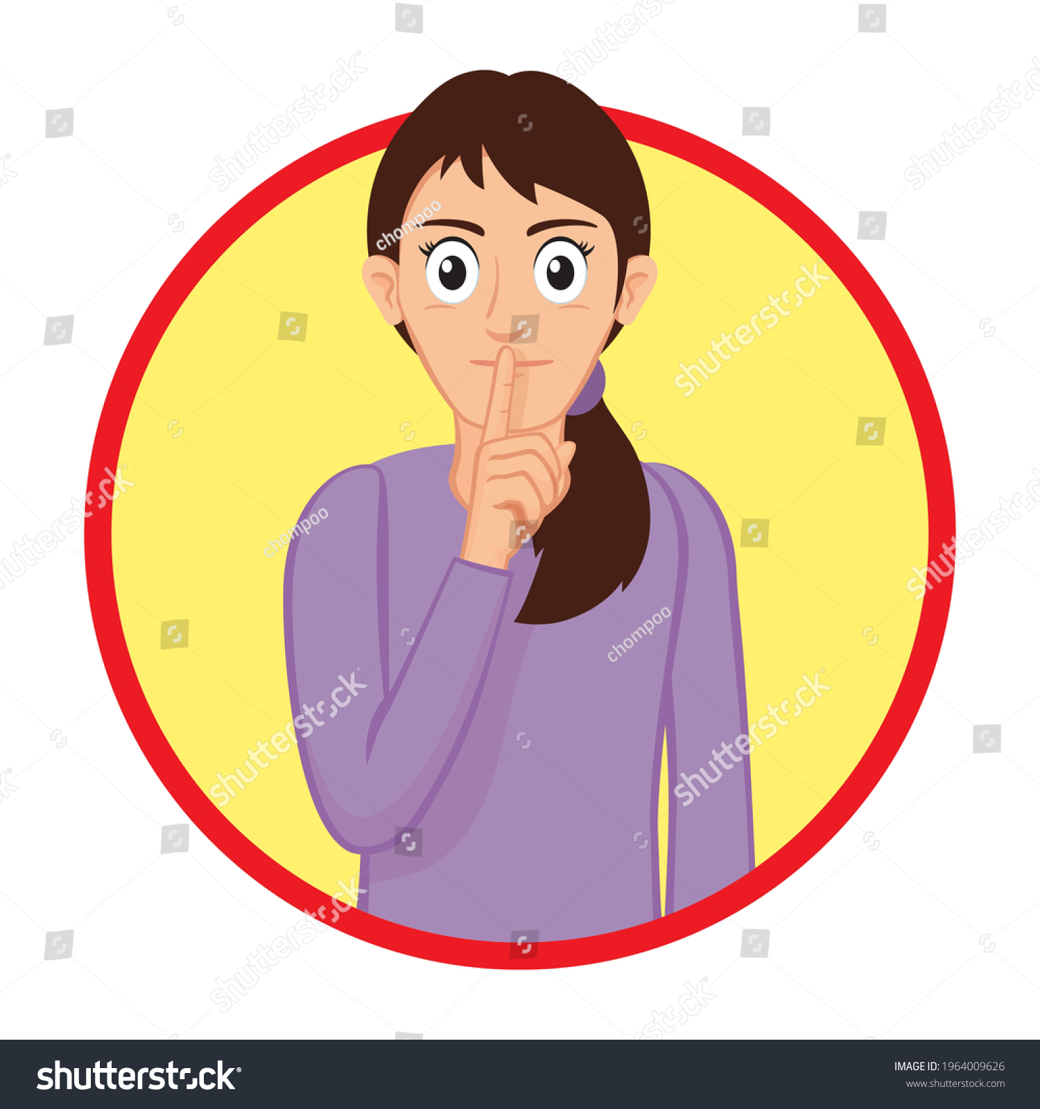 Woman Making Shushing Sign Illustration Vector Stock Vector (Royalty ...