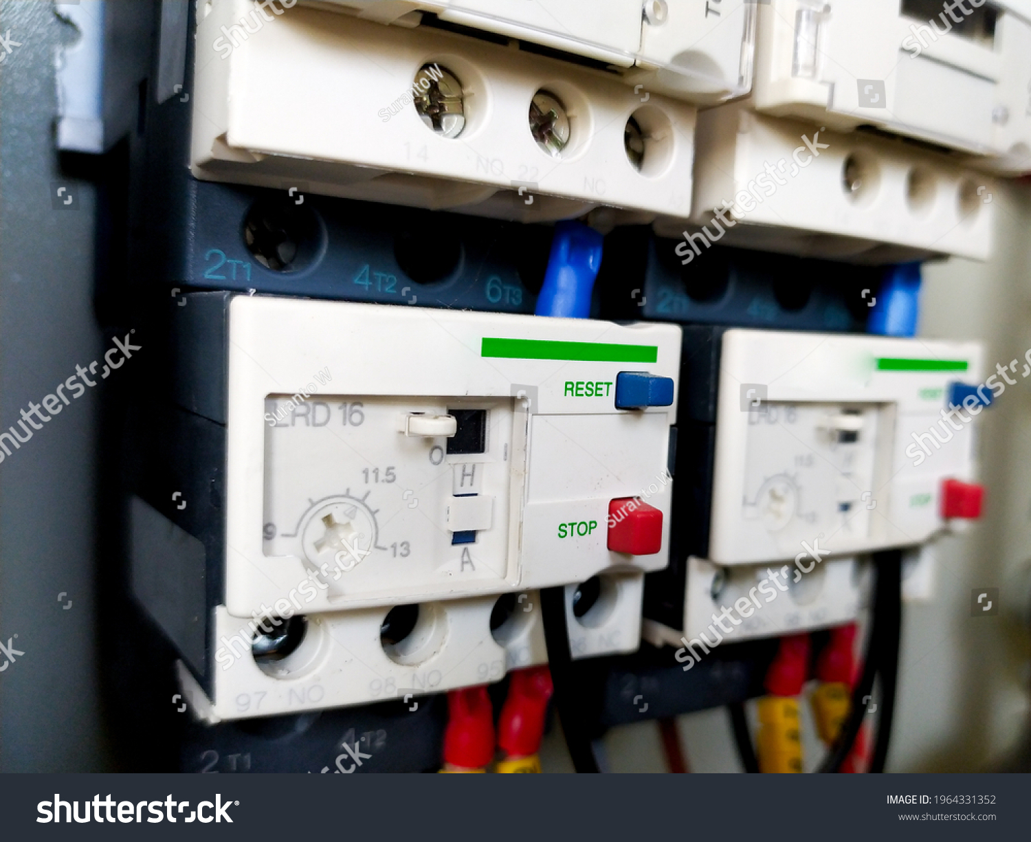 Closeup Thermal Overload Relay Reset Button Stock Photo 1964331352