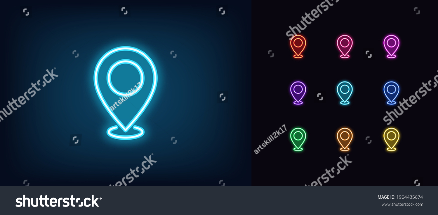 Neon Map Pin Icon Glowing Neon Stock Vector (Royalty Free) 1964435674 ...