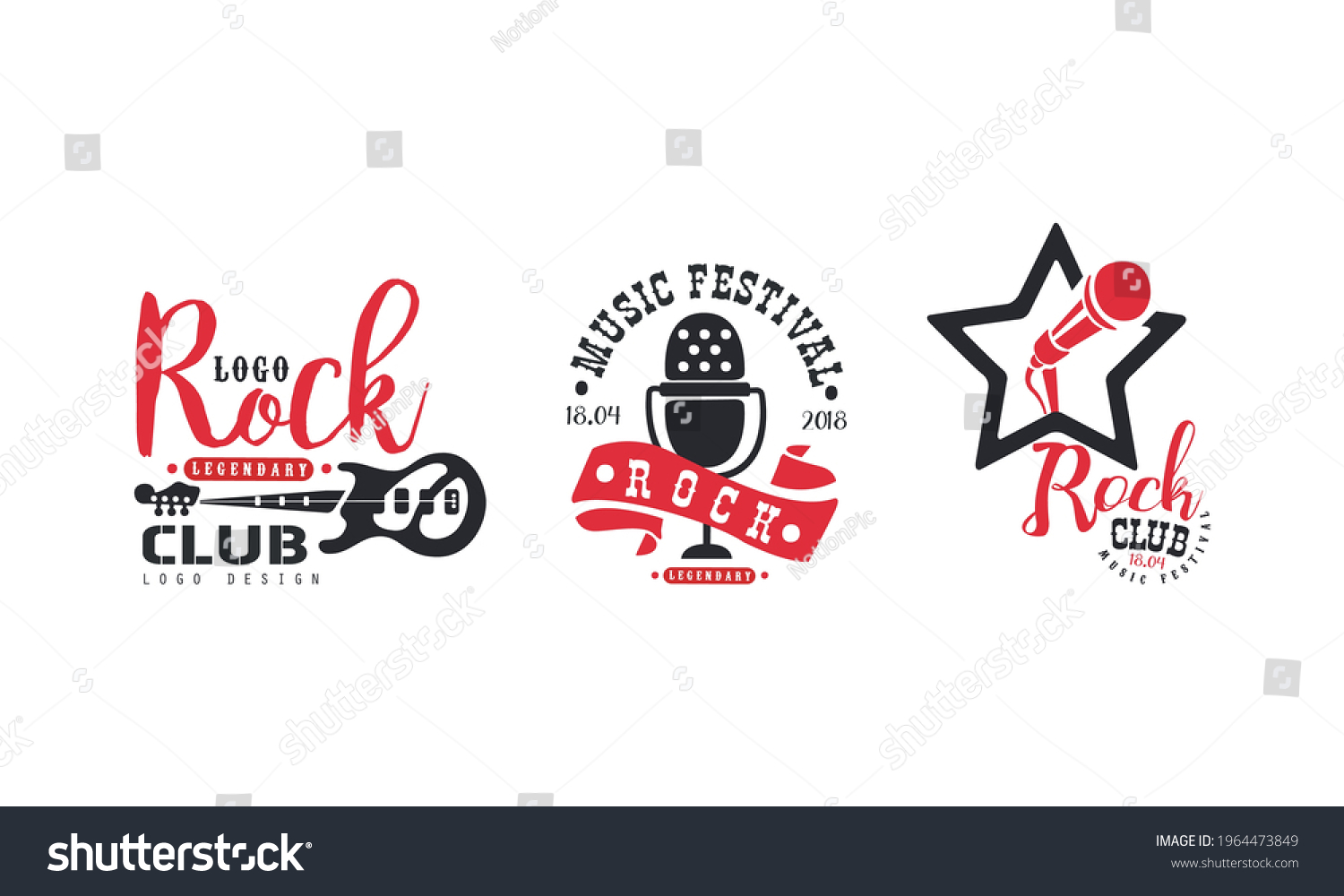 Rock Club Logo Design Set Legendary Stock Vector (Royalty Free ...