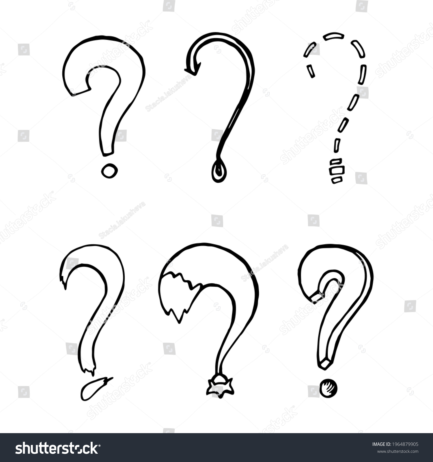 Question Marks Black White Hand Drawn Stock Vector (Royalty Free ...