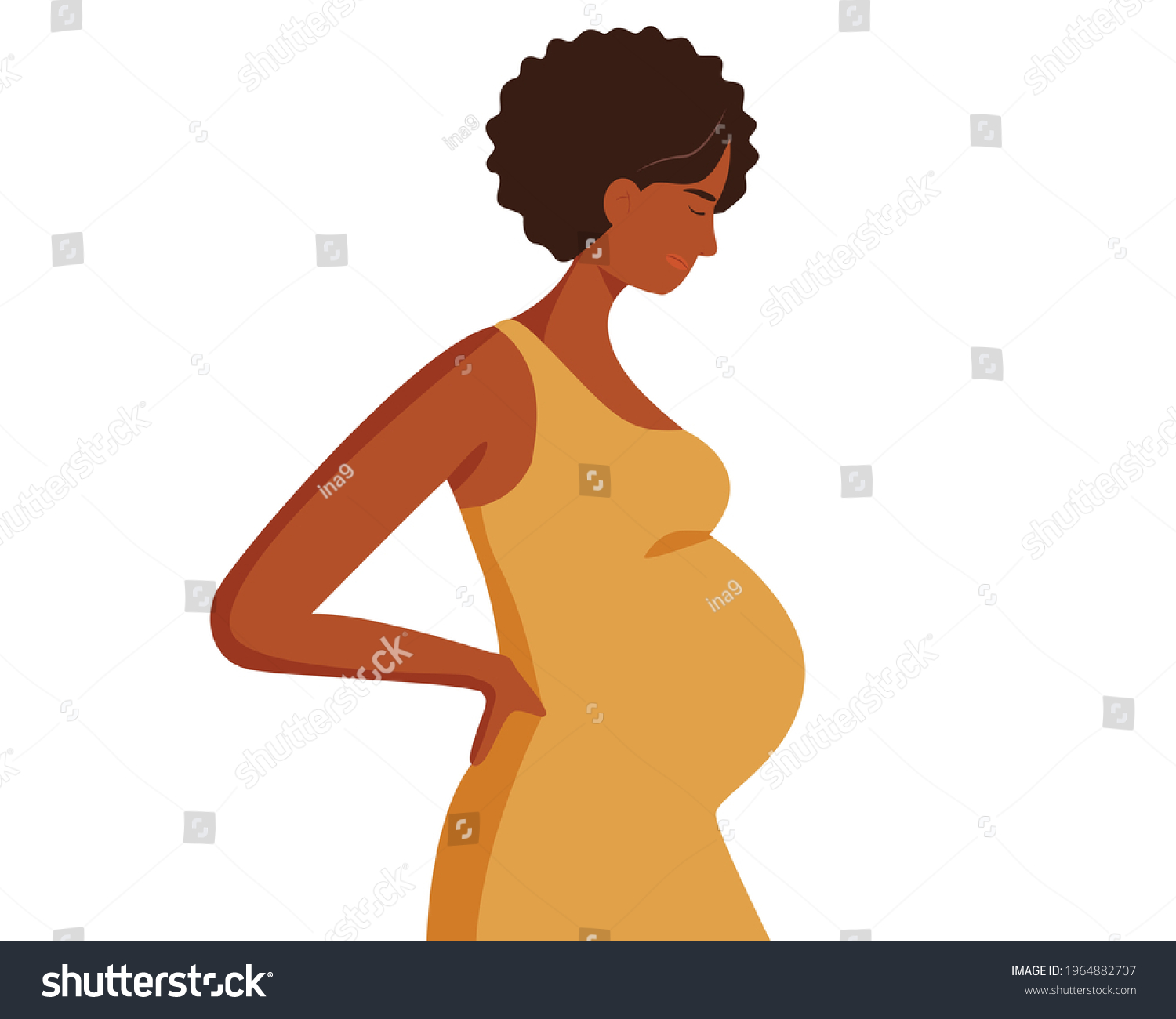 Sad Young African American Pregnant Woman Stock Vector (Royalty Free ...