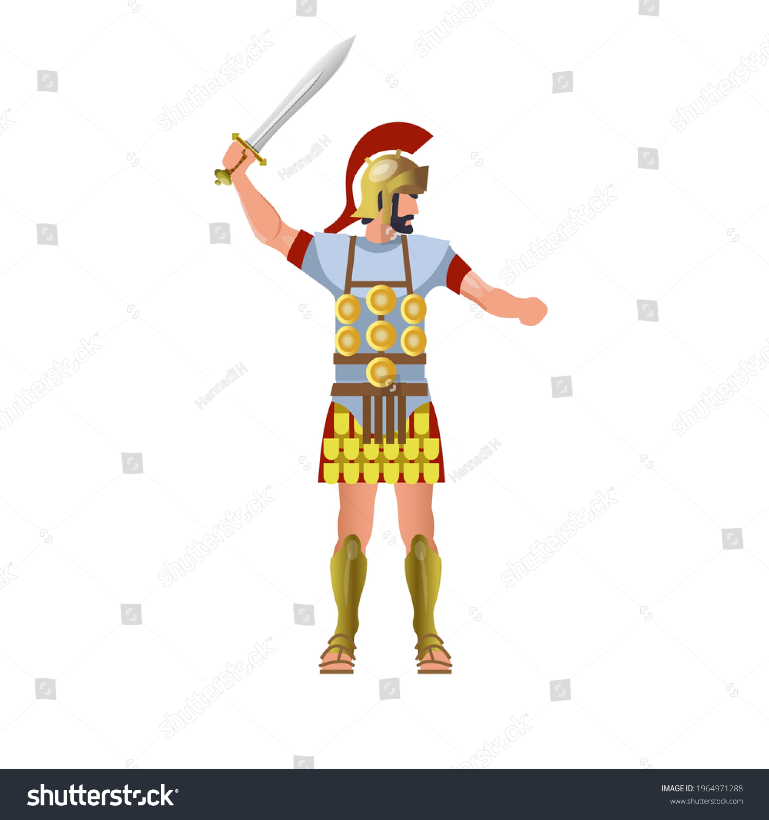 Roman Legionary Helmet Raised Sword Vector Stock Vector (royalty Free 