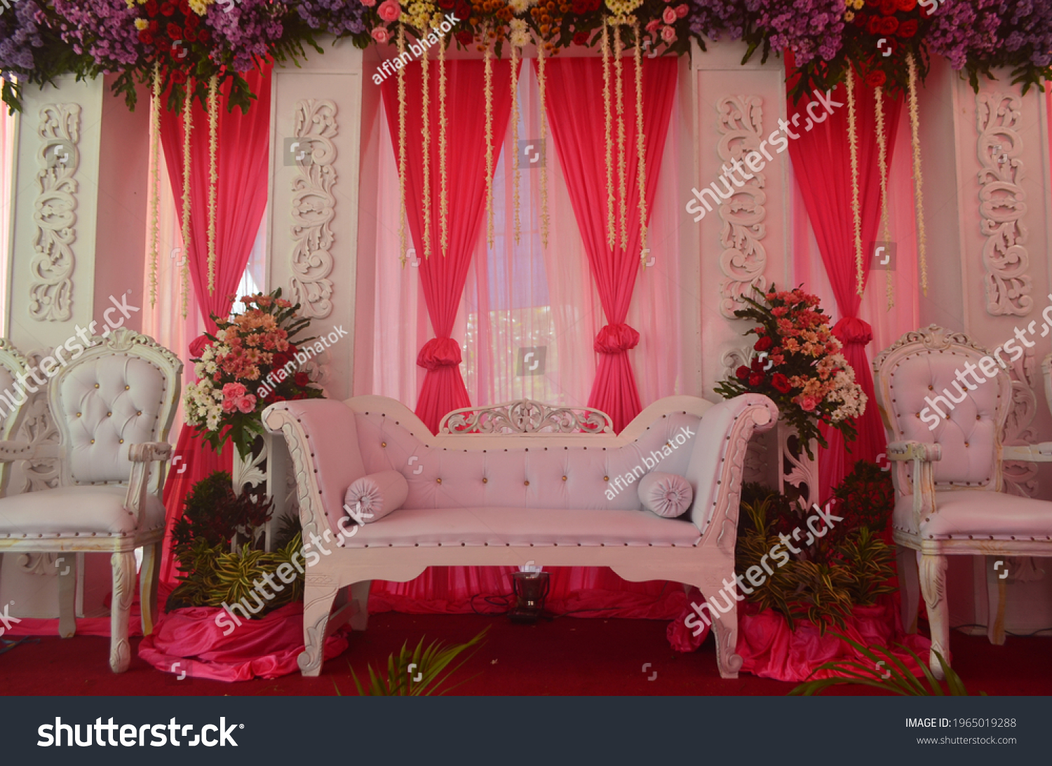 Javanese Wedding Decoration Backdrop Javanese Indonesian Stock Photo