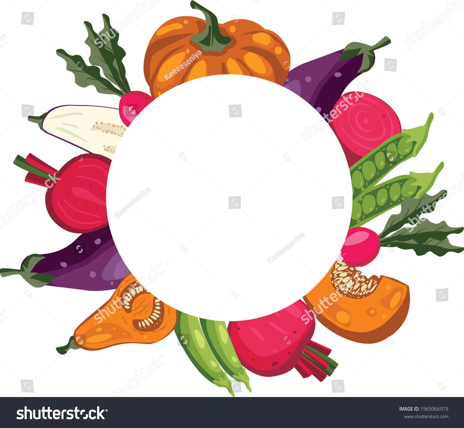 Vegetable Round Frame Signage Vector Illustration Stock Vector (Royalty ...