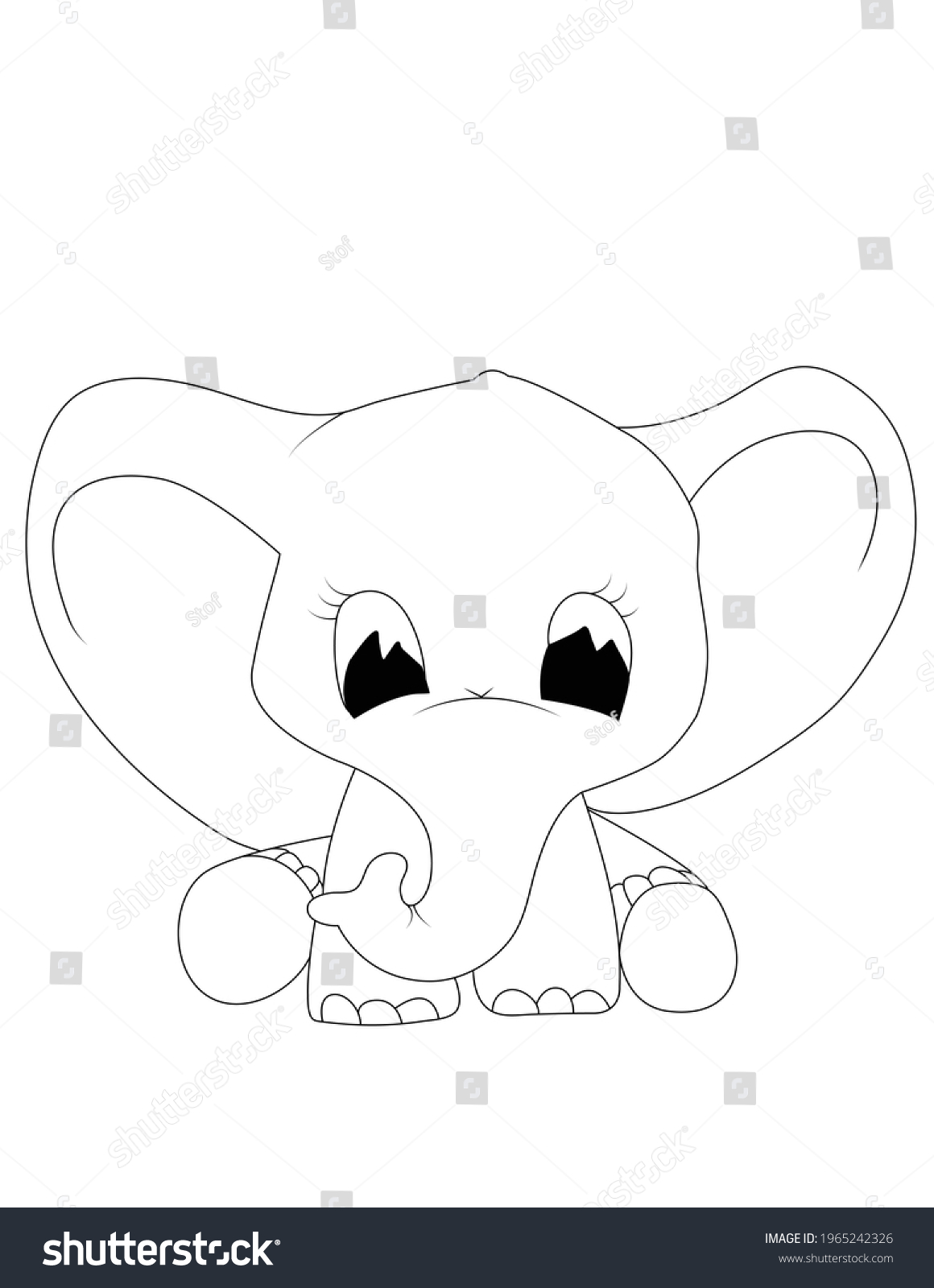 Baby Elephant Coloring Pages Printable Stock Illustration 1965242326